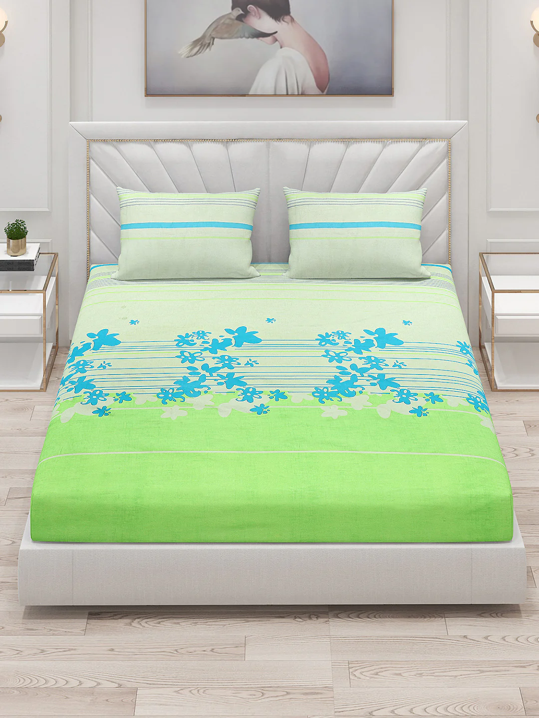 120 GSM  Polyester Double Bed Bedsheet with 2 Pillow Covers - Updated - Updated - Image 2