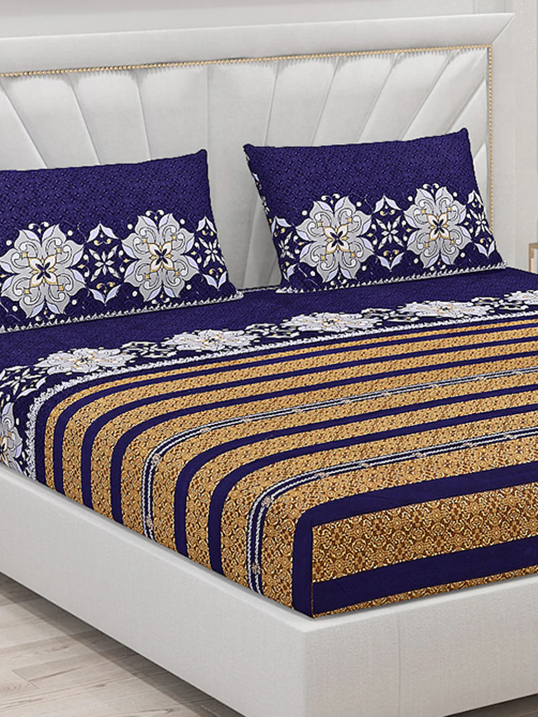 120 GSM  Polyester Double Bed Bedsheet with 2 Pillow Covers - Updated - Updated - Image 5