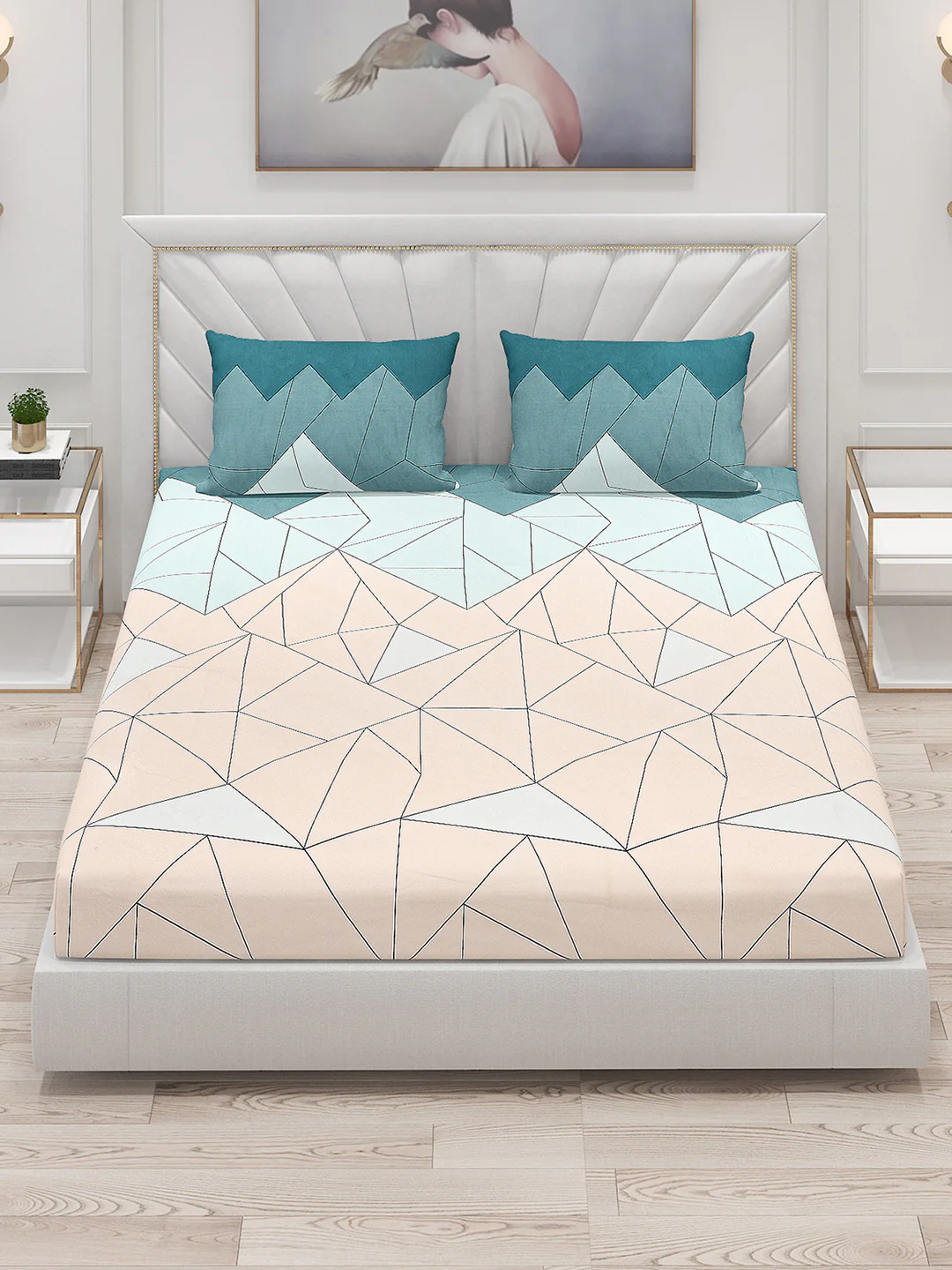 120 GSM  Polyester Double Bed Bedsheet with 2 Pillow Covers - Updated - Updated - Image 2