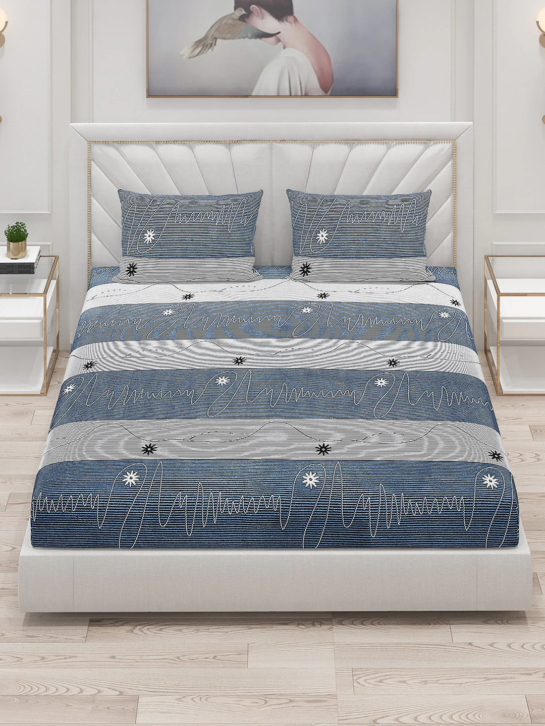 120 GSM  Polyester Double Bed Bedsheet with 2 Pillow Covers - Updated - Updated - Image 2