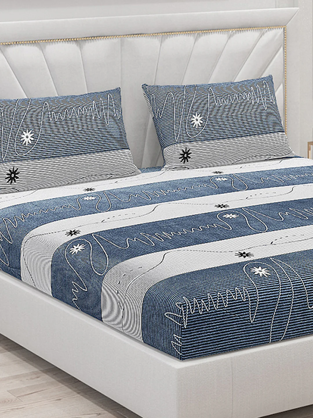 120 GSM  Polyester Double Bed Bedsheet with 2 Pillow Covers - Updated - Updated - Image 5