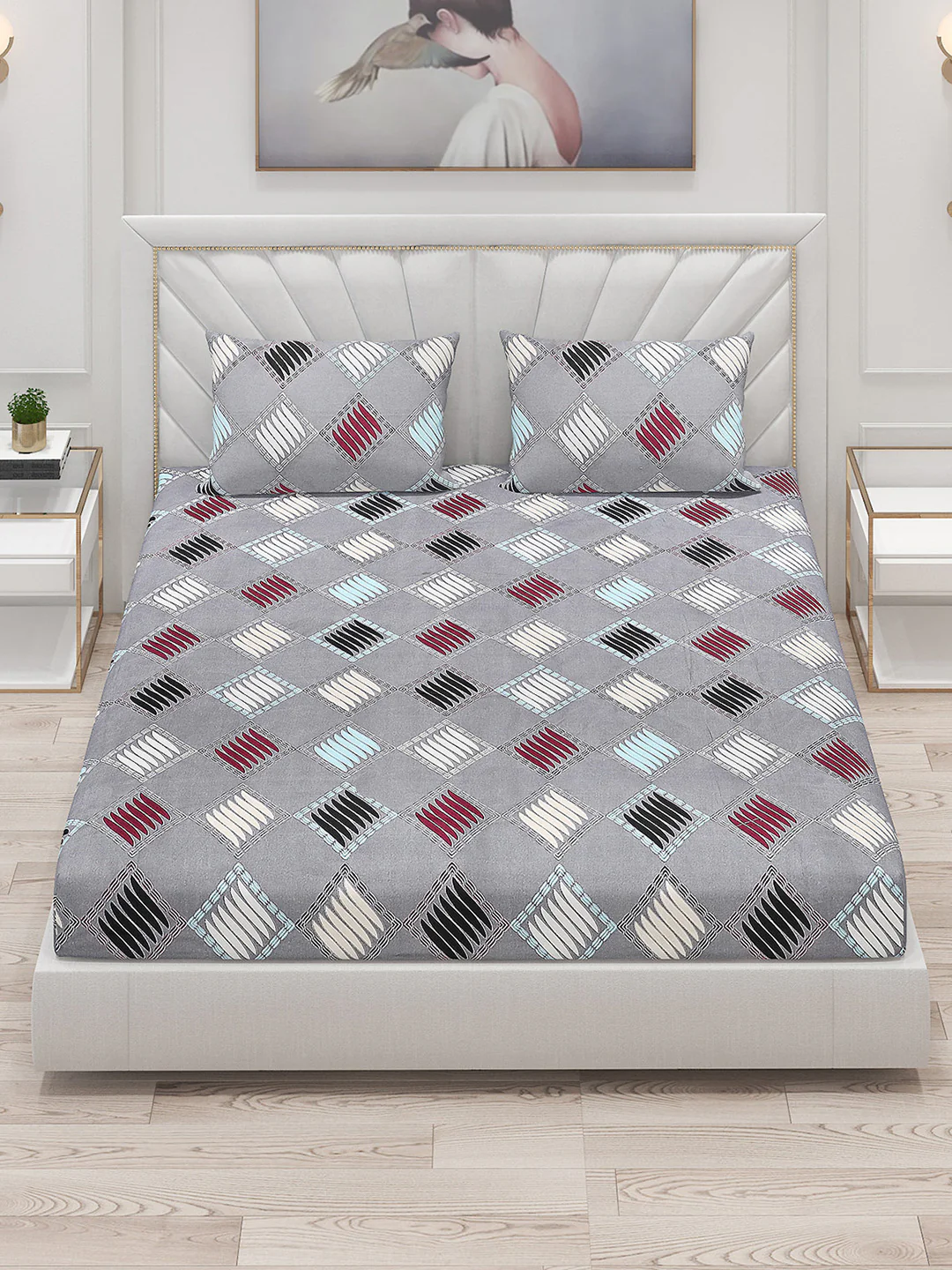 120 GSM  Polyester Double Bed Bedsheet with 2 Pillow Covers - Updated - Updated - Image 2