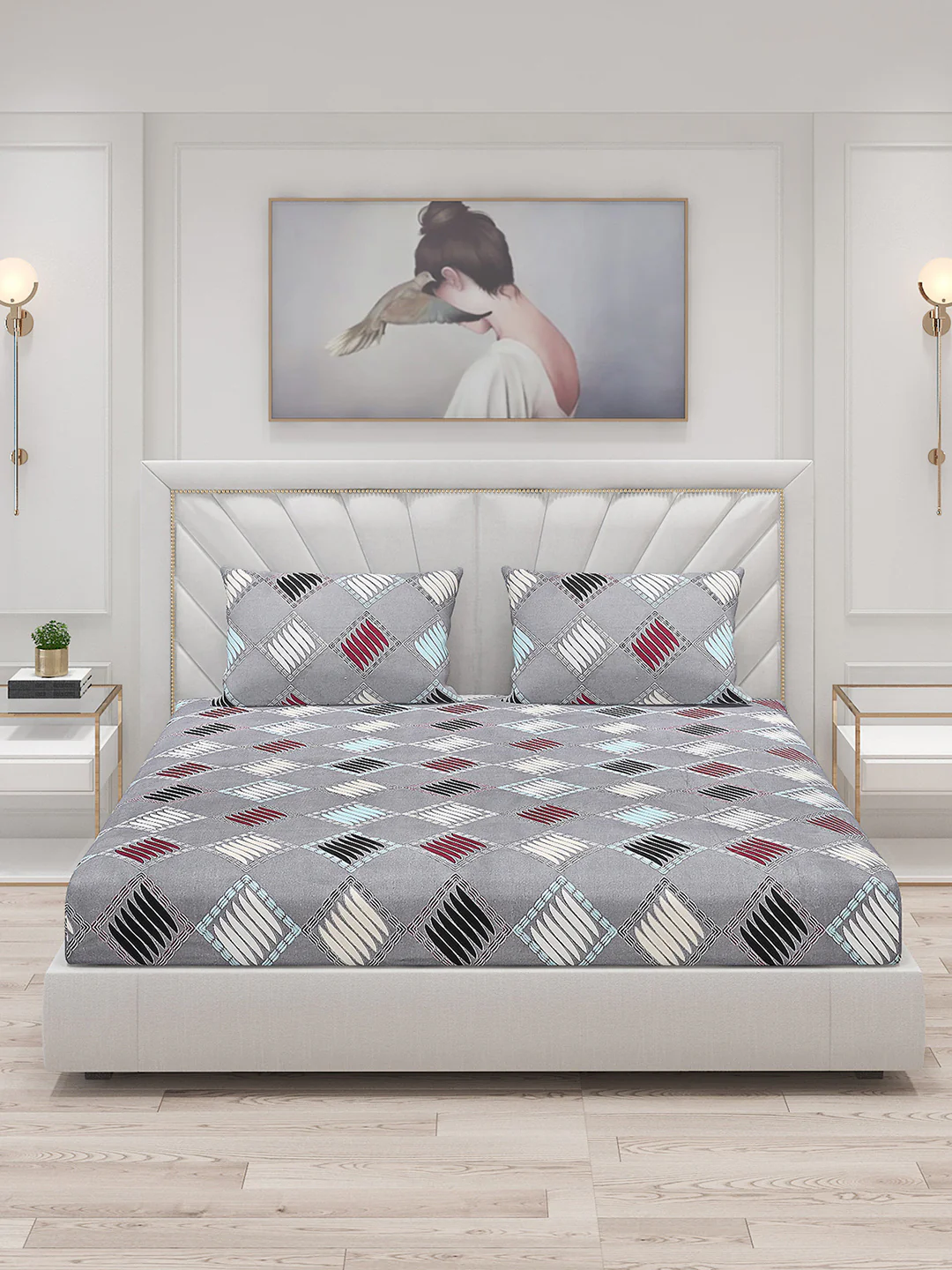 120 GSM  Polyester Double Bed Bedsheet with 2 Pillow Covers - Updated - Updated - Image 3