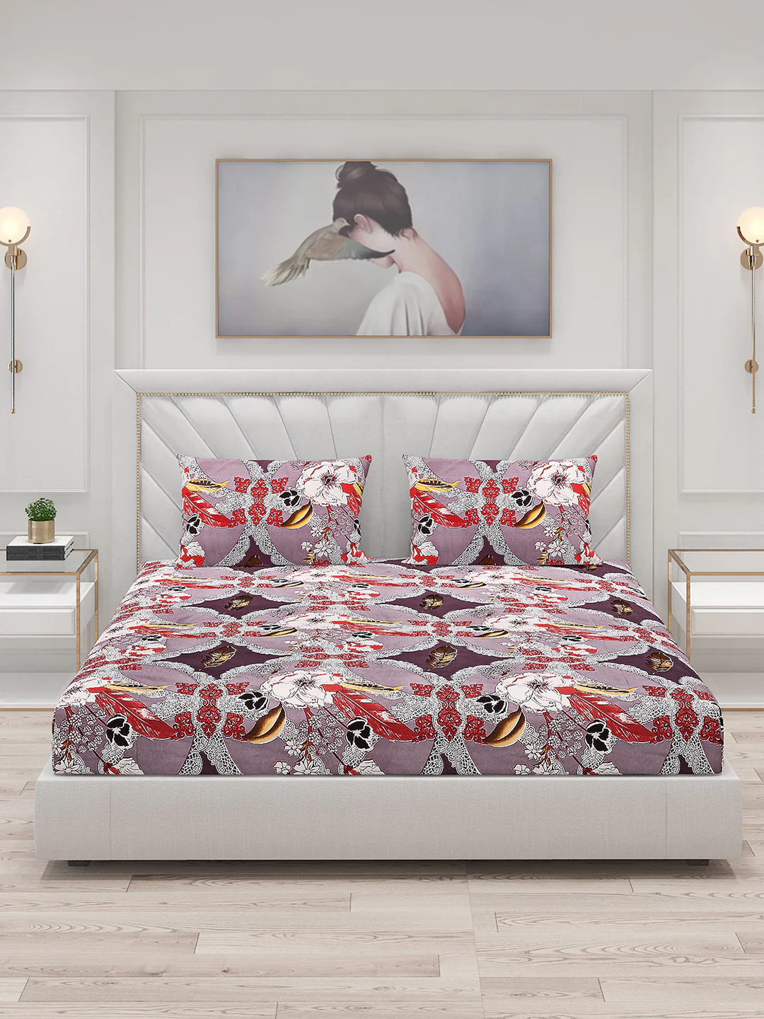 120 GSM  Polyester Double Bed Bedsheet with 2 Pillow Covers - Updated - Image 3