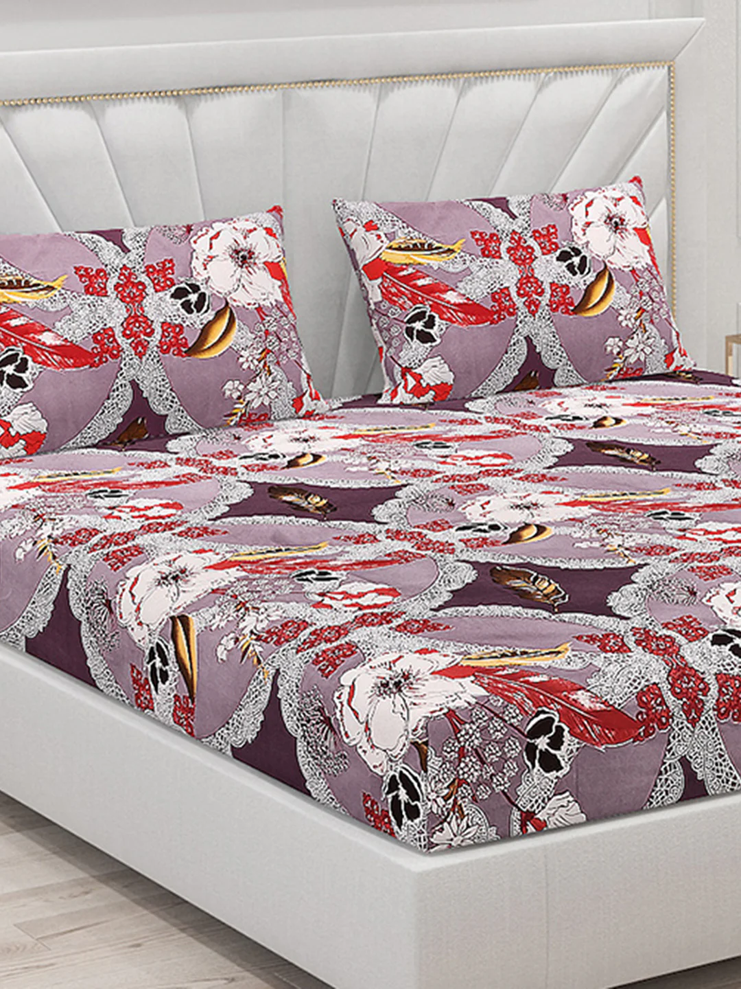 120 GSM  Polyester Double Bed Bedsheet with 2 Pillow Covers - Updated - Image 5