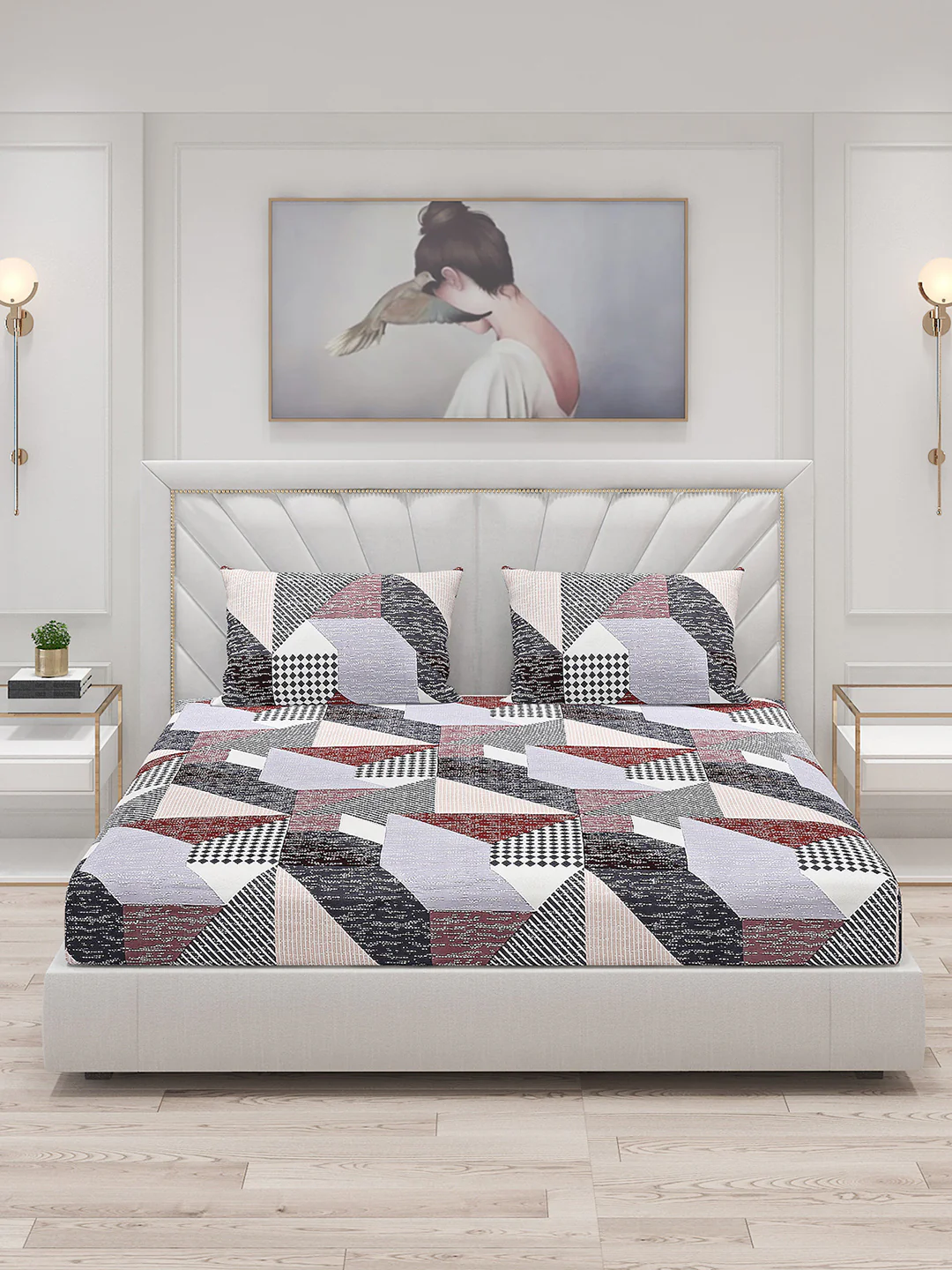 120 GSM  Polyester Double Bed Bedsheet with 2 Pillow Covers - Updated - Updated - Image 3