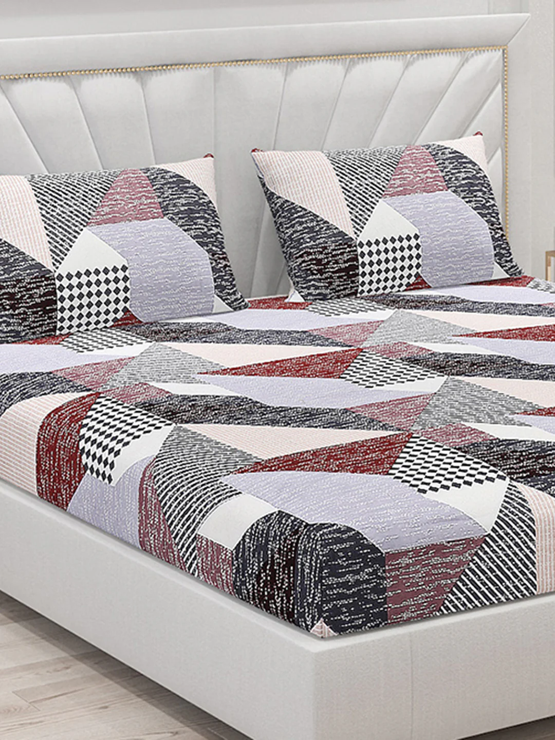 120 GSM  Polyester Double Bed Bedsheet with 2 Pillow Covers - Updated - Updated - Image 5