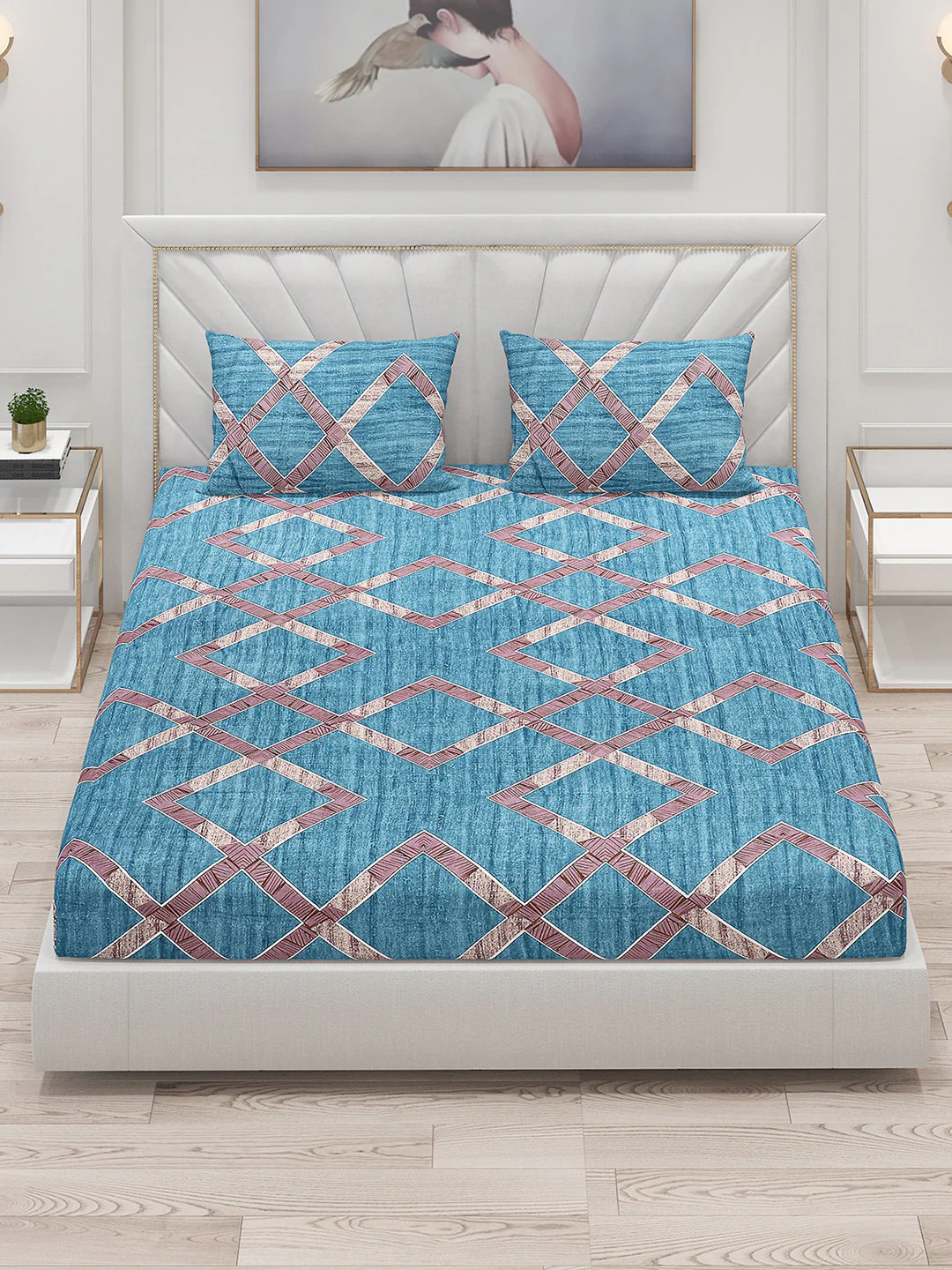 120 GSM  Polyester Double Bed Bedsheet with 2 Pillow Covers - Updated - Updated - Image 2