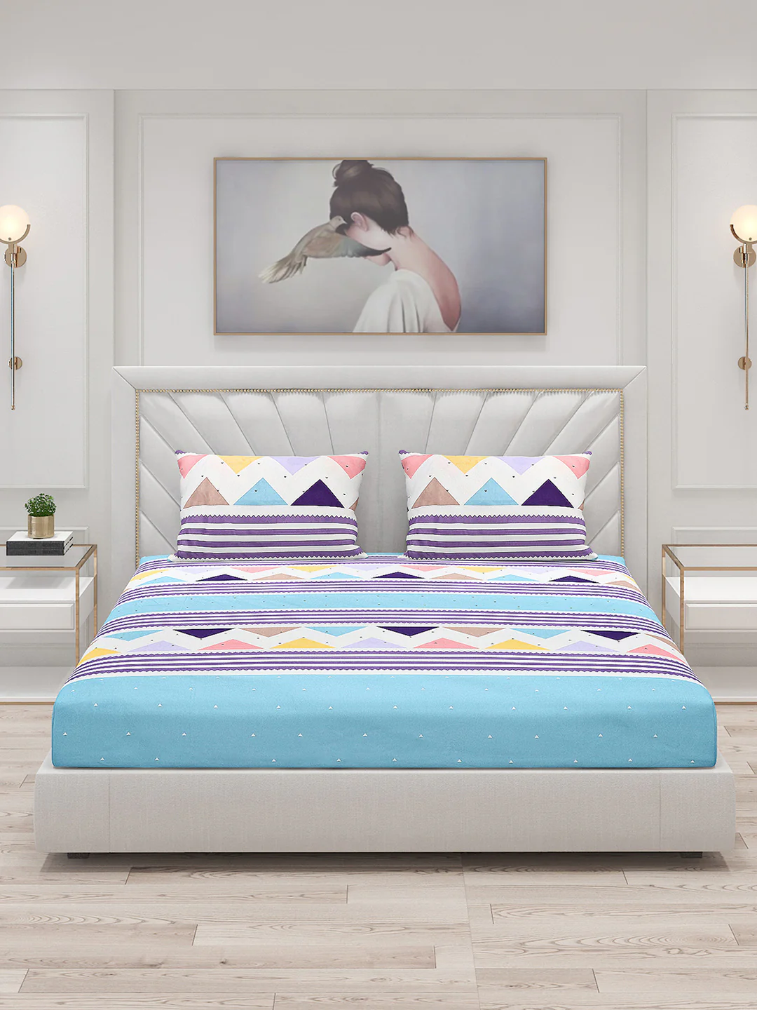 120 GSM  Polyester Double Bed Bedsheet with 2 Pillow Covers - Updated - Updated - Image 3