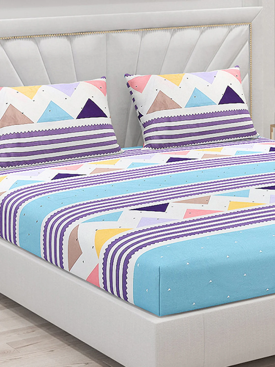 120 GSM  Polyester Double Bed Bedsheet with 2 Pillow Covers - Updated - Updated - Image 5