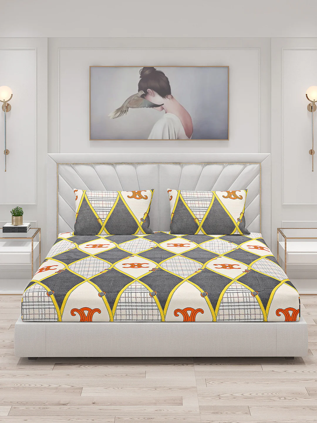 120 GSM  Polyester Double Bed Bedsheet with 2 Pillow Covers - Updated - Updated - Image 3