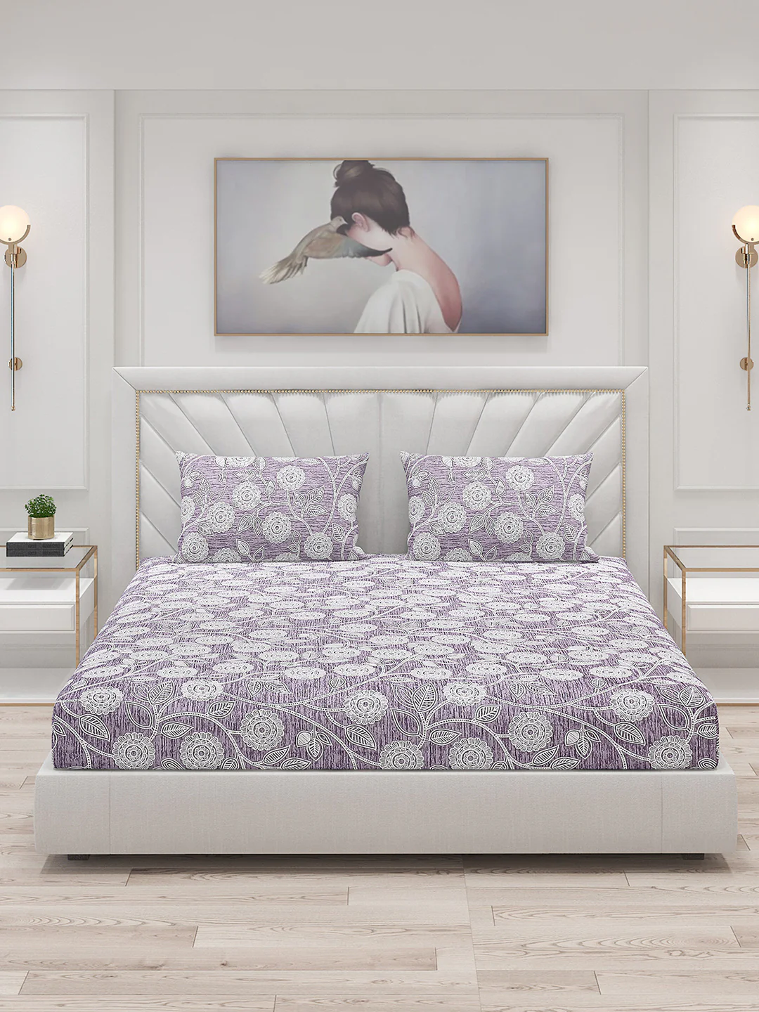 120 GSM  Polyester Double Bed Bedsheet with 2 Pillow Covers - Updated - Updated - Image 3
