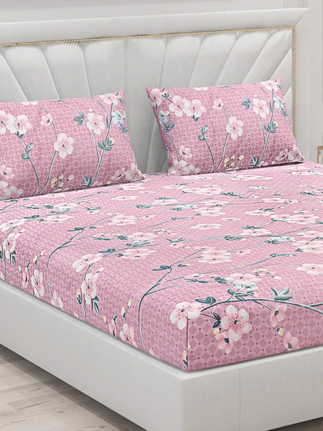 120 GSM  Polyester Double Bed Bedsheet with 2 Pillow Covers - Updated - Updated - Image 5