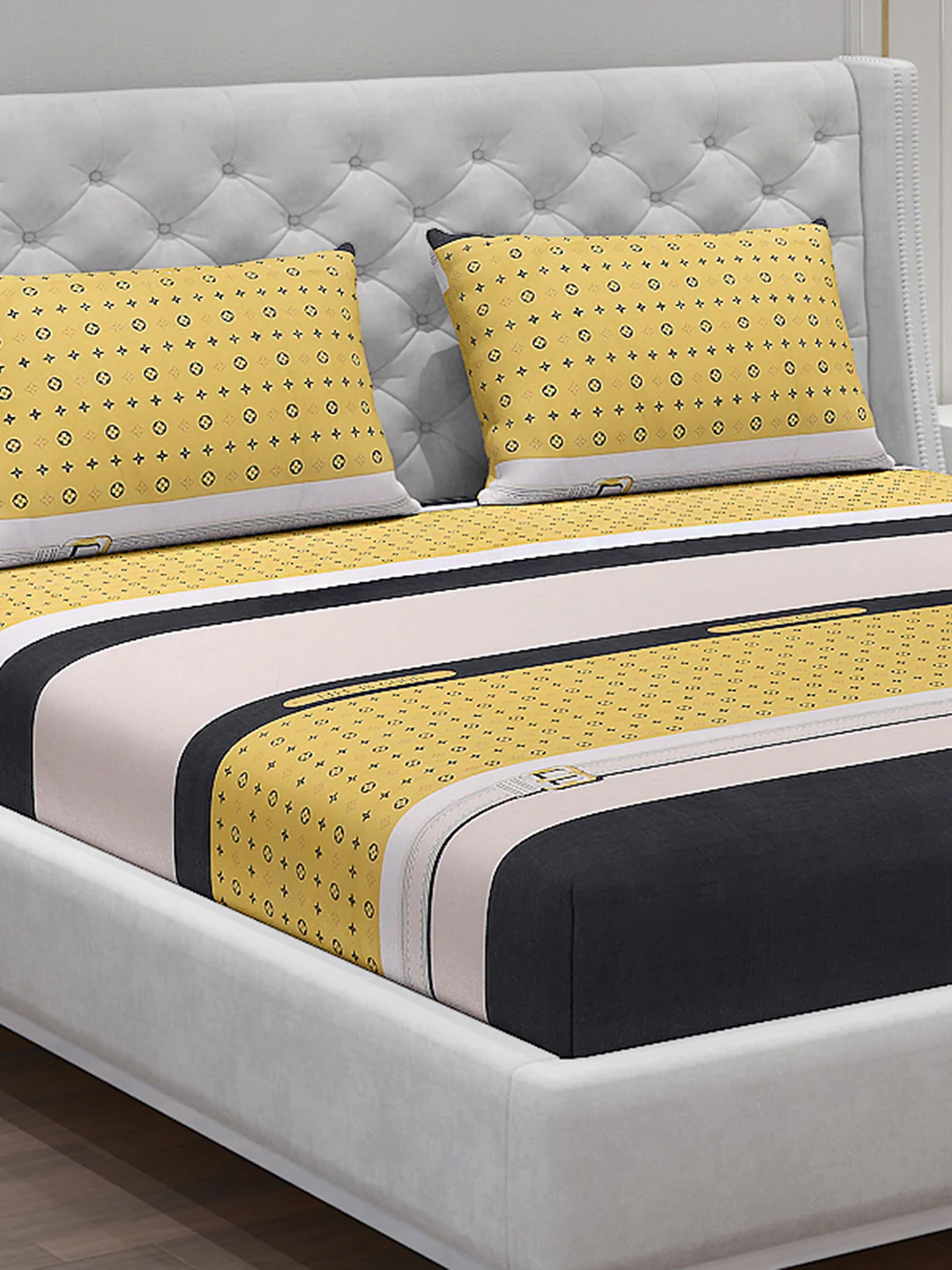 120 GSM  Polyester Double Bed Bedsheet with 2 Pillow Covers - Updated - Updated - Image 5