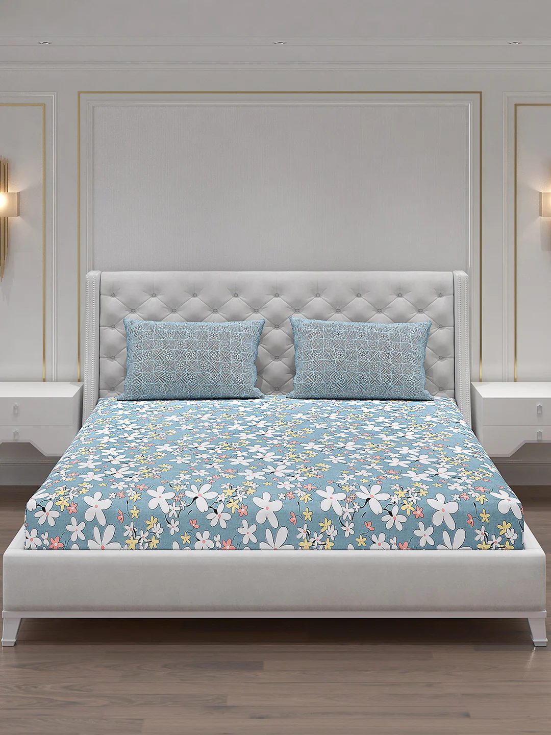 120 GSM  Polyester Double Bed Bedsheet with 2 Pillow Covers - Updated - Updated - Image 3