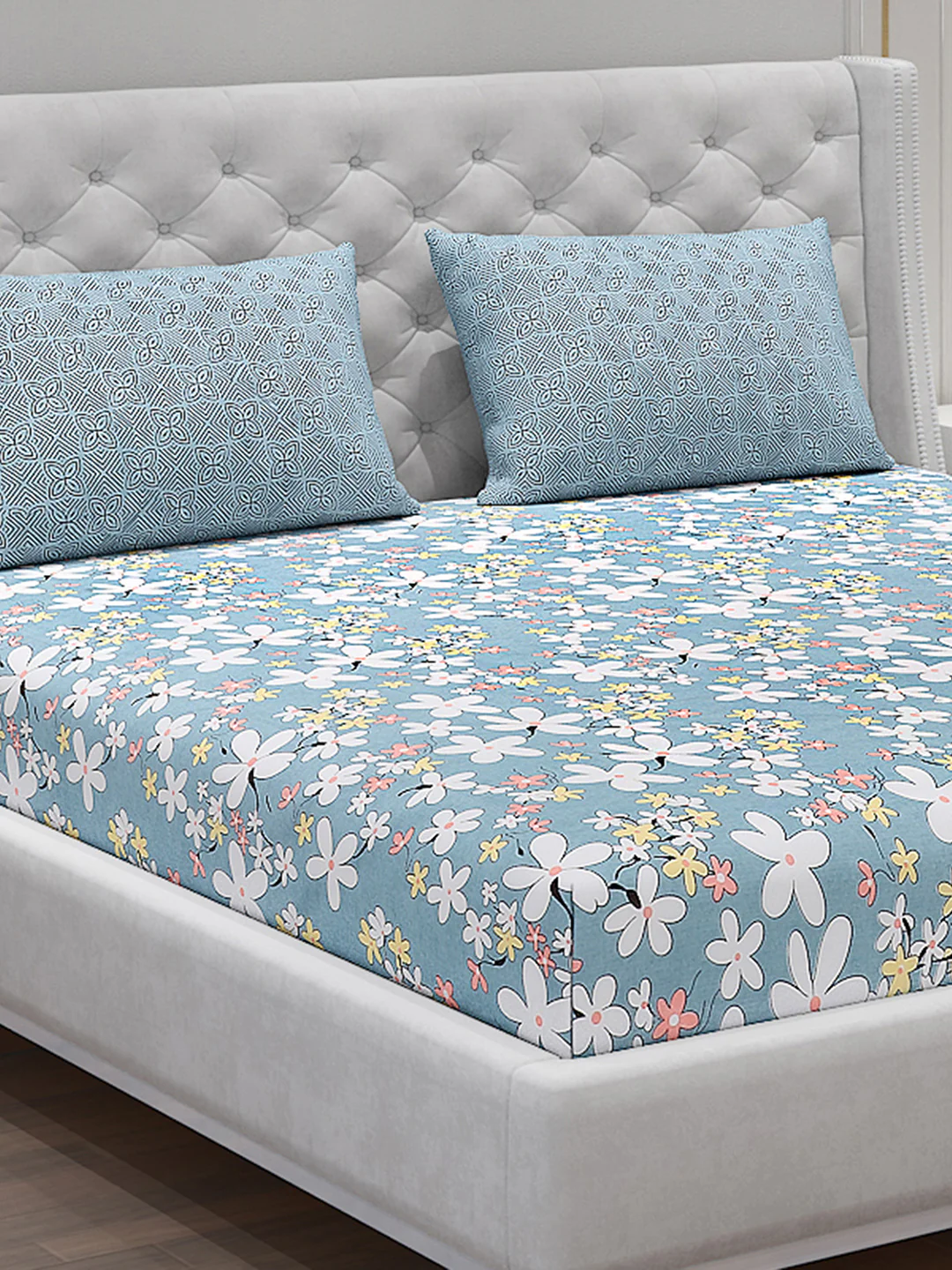 120 GSM  Polyester Double Bed Bedsheet with 2 Pillow Covers - Updated - Updated - Image 5