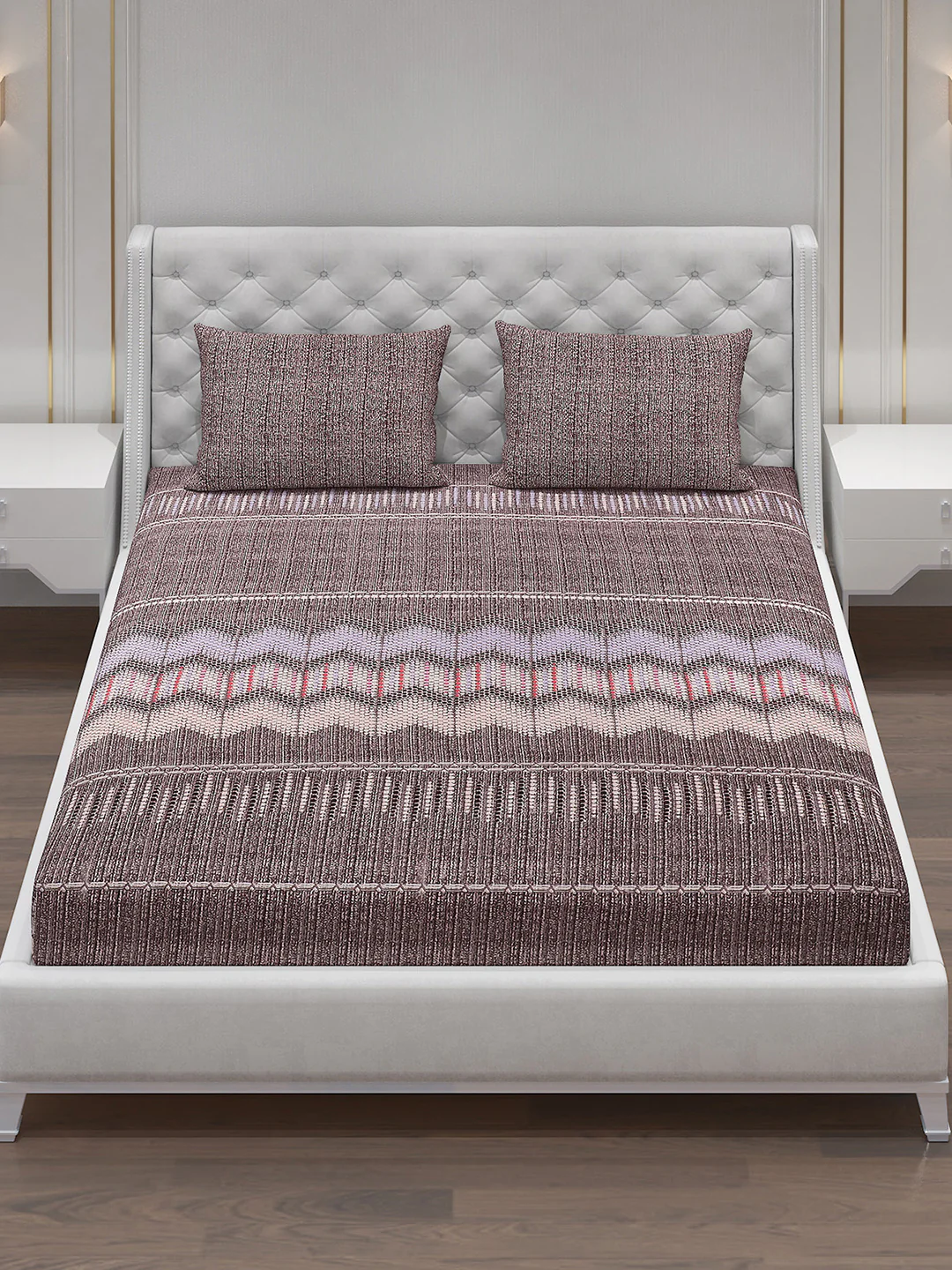 120 GSM  Polyester Double Bed Bedsheet with 2 Pillow Covers - Updated - Updated - Image 3