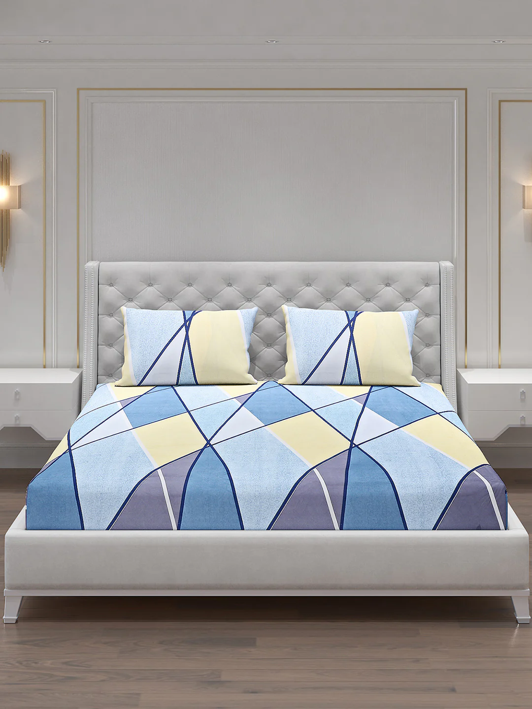 120 GSM  Polyester Double Bed Bedsheet with 2 Pillow Covers - Updated - Updated - Image 3