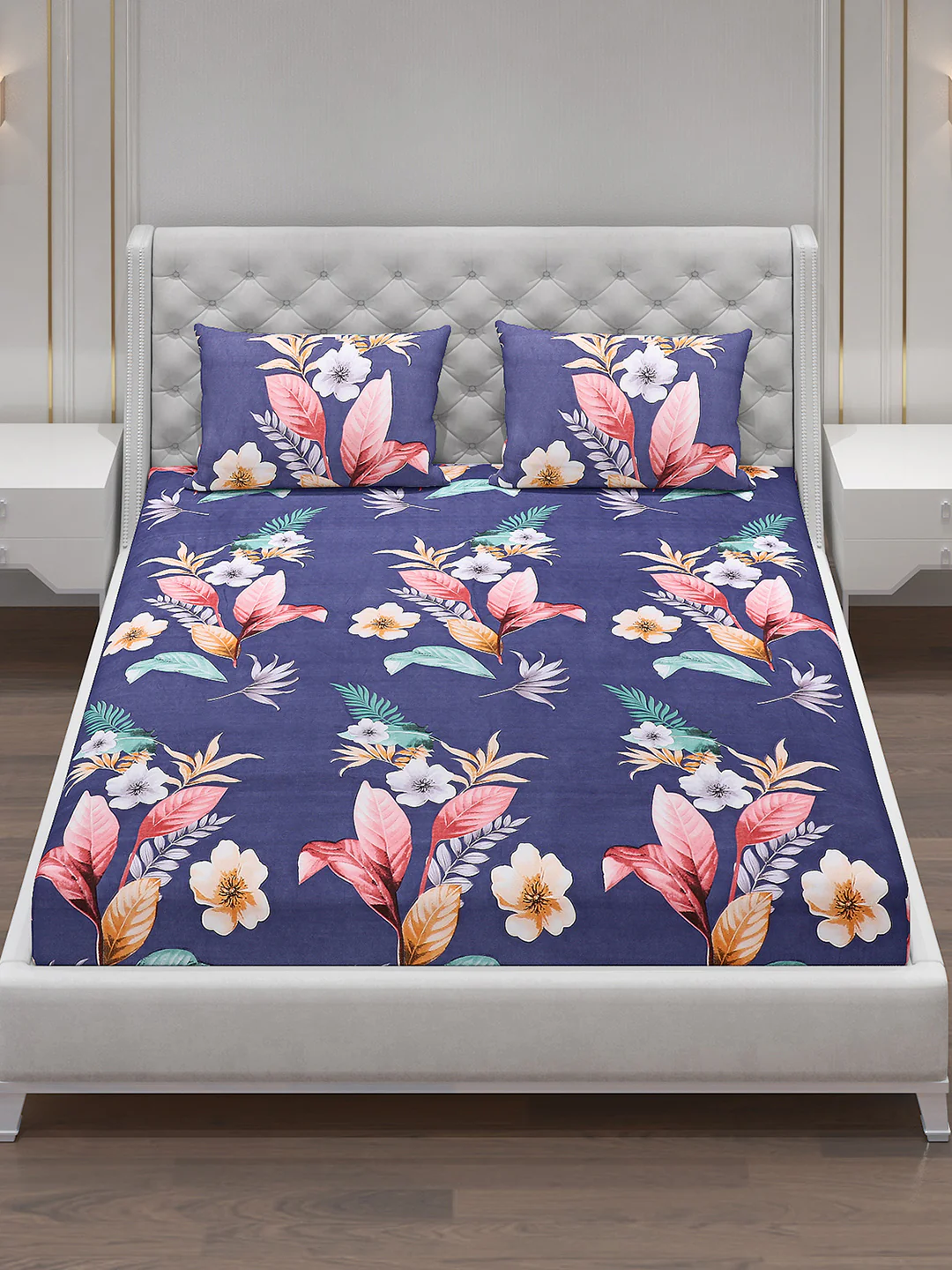 120 GSM  Polyester Double Bed Bedsheet with 2 Pillow Covers - Updated - Updated - Image 2