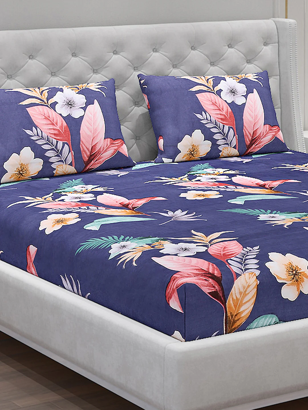 120 GSM  Polyester Double Bed Bedsheet with 2 Pillow Covers - Updated - Updated - Image 5