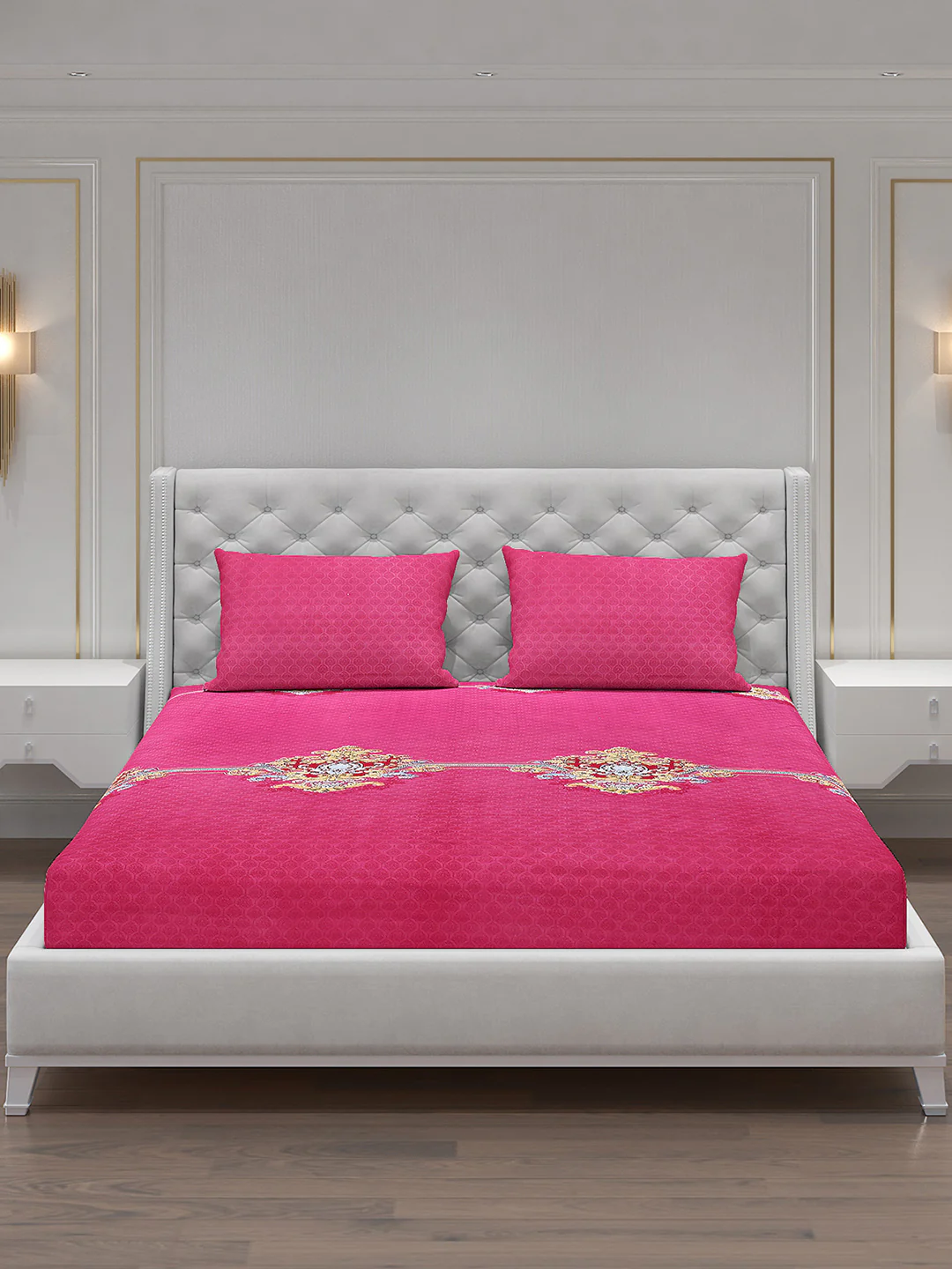 120 GSM  Polyester Double Bed Bedsheet with 2 Pillow Covers - Updated - Updated - Image 3