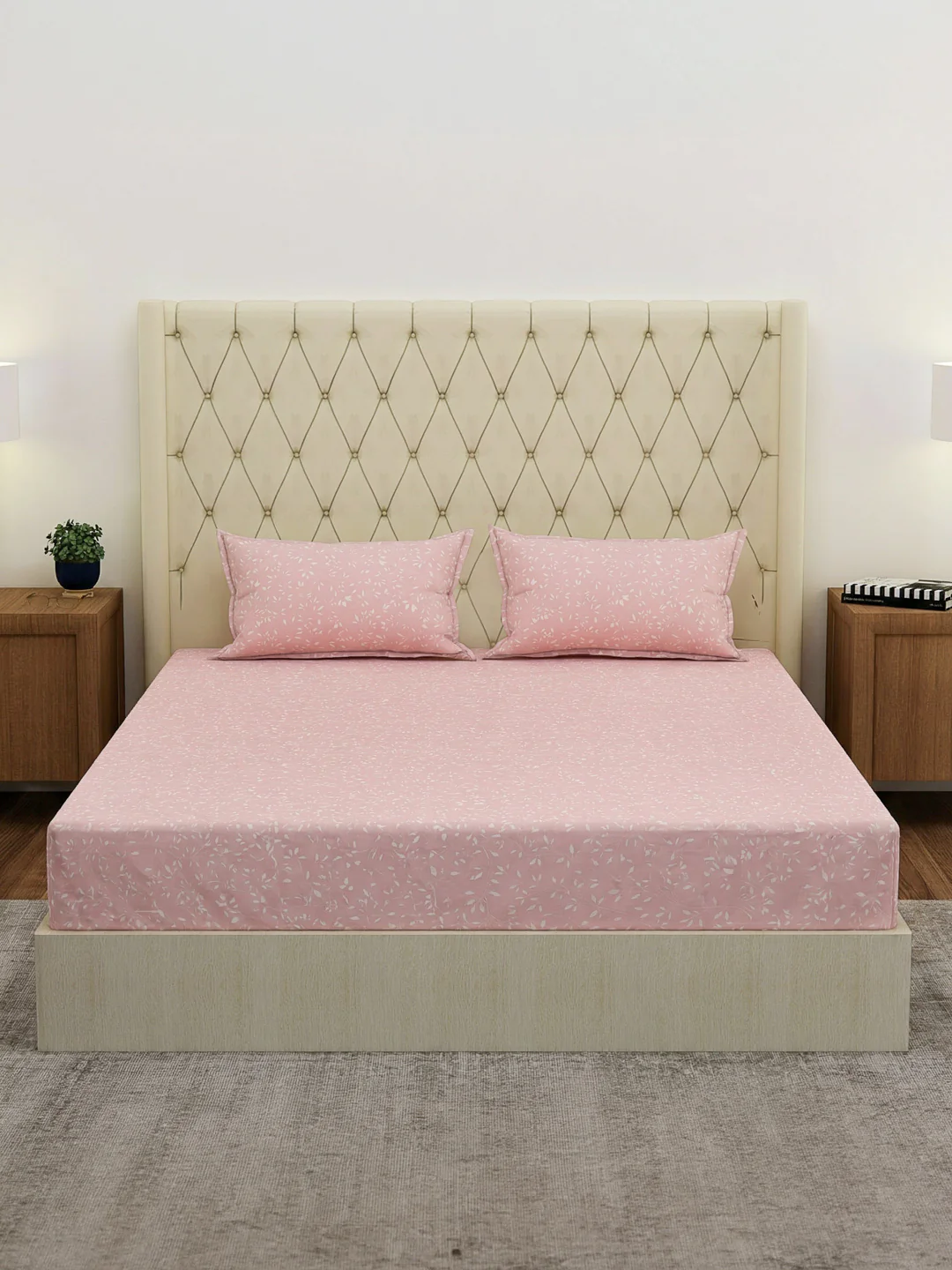 120 GSM Polyester Double Bed Bedsheet with 2 Pillow Covers Clara Collection - Image 3