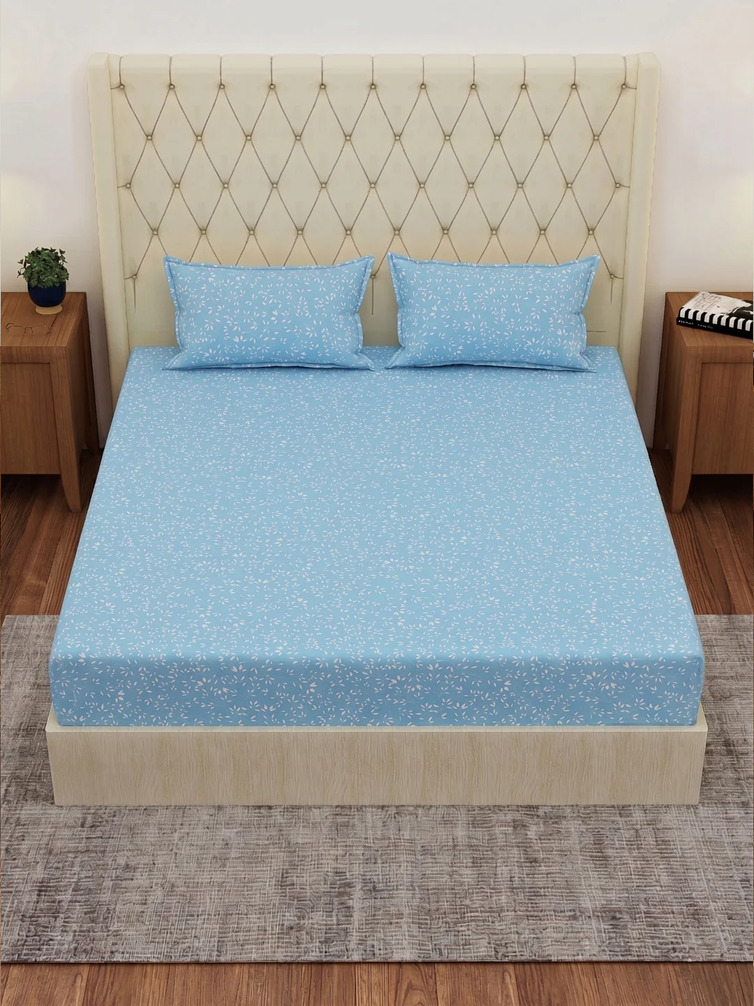 120 GSM Polyester Double Bed Bedsheet with 2 Pillow Covers Clara Collection - Image 4