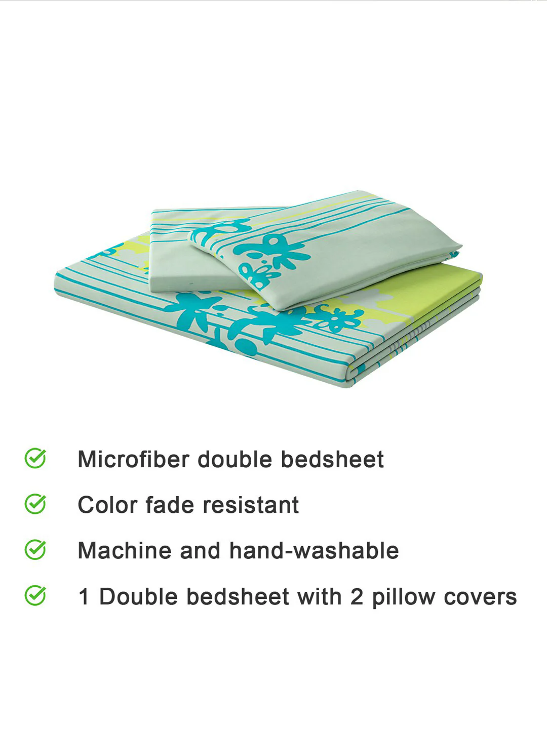 120 GSM Polyester Queen Bed 1 Bedsheet with 2 Pillow Covers (Dazzle) - Image 7