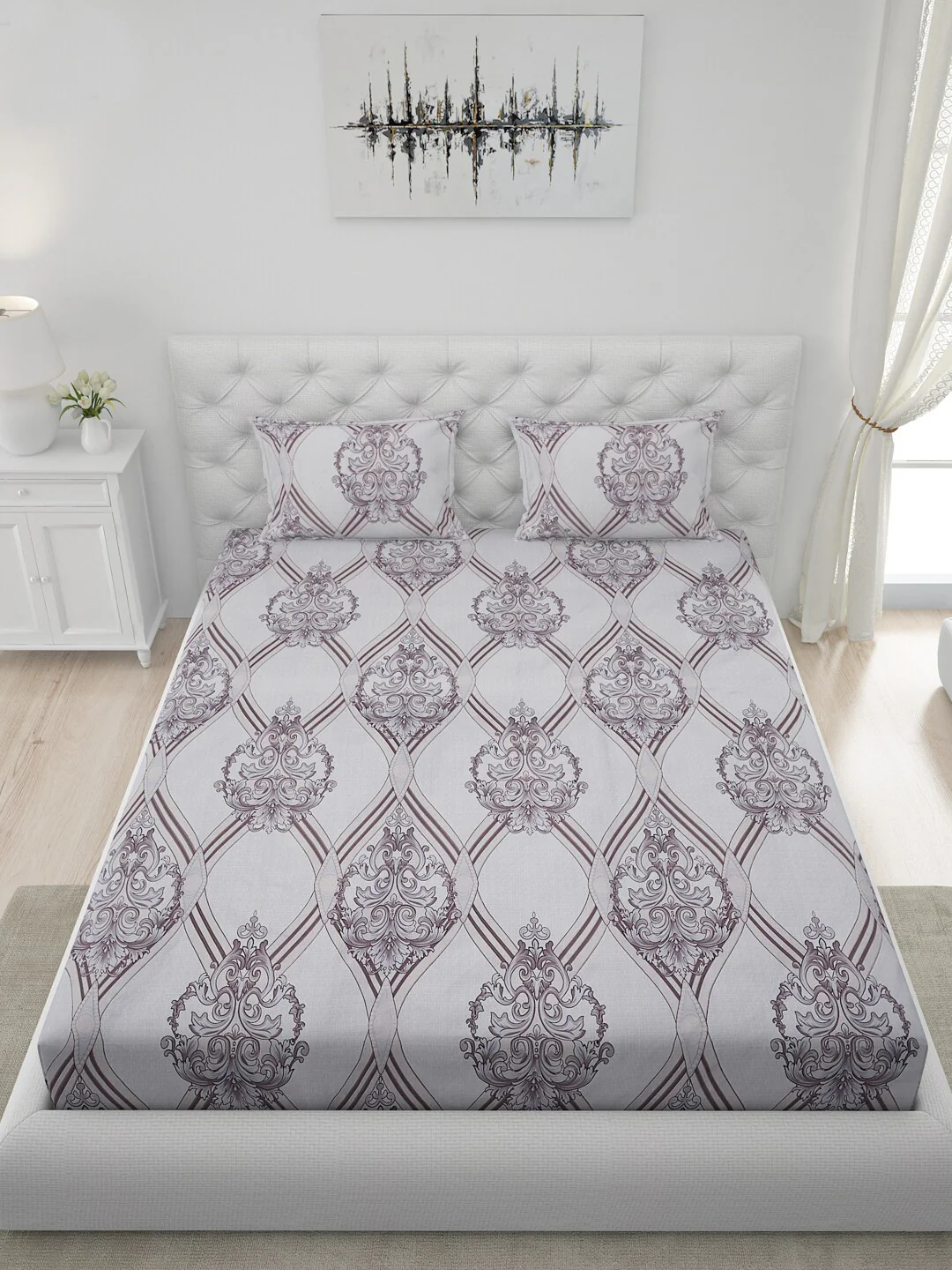 120 GSM Polyester Queen Bed 1 Bedsheet with 2 Pillow Covers (Dazzle) - Image 4