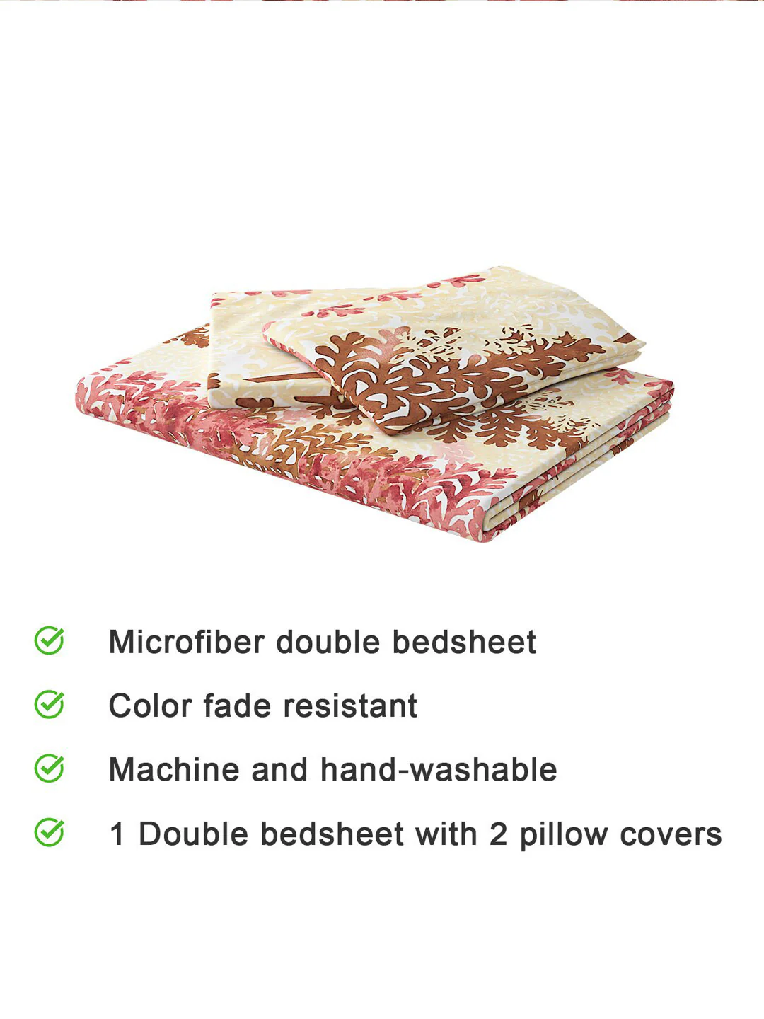 120 GSM Polyester Queen Bed 1 Bedsheet with 2 Pillow Covers (Dazzle) - Image 7