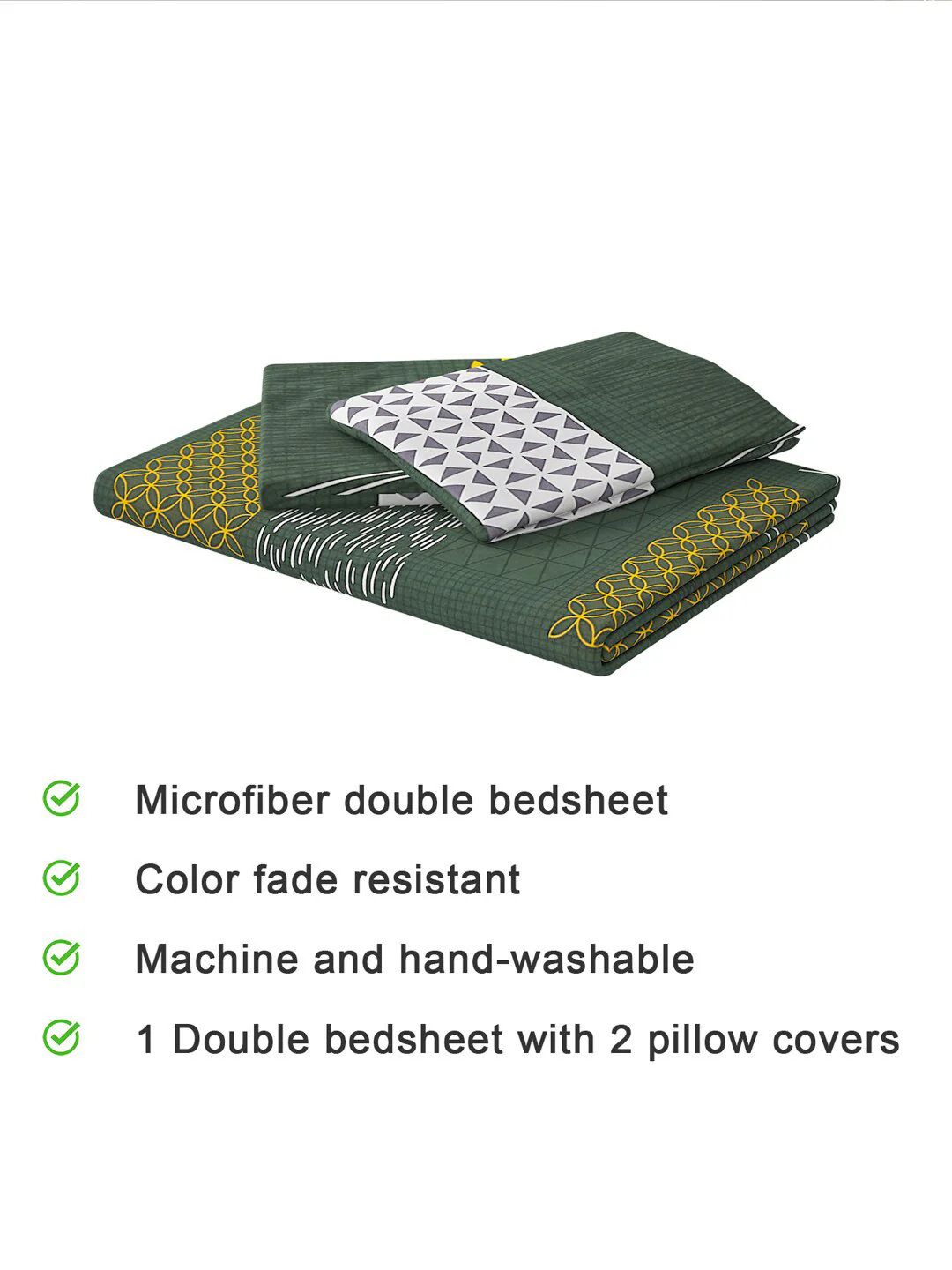 120 GSM Polyester Queen Bed 1 Bedsheet with 2 Pillow Covers (Dazzle) - Image 6