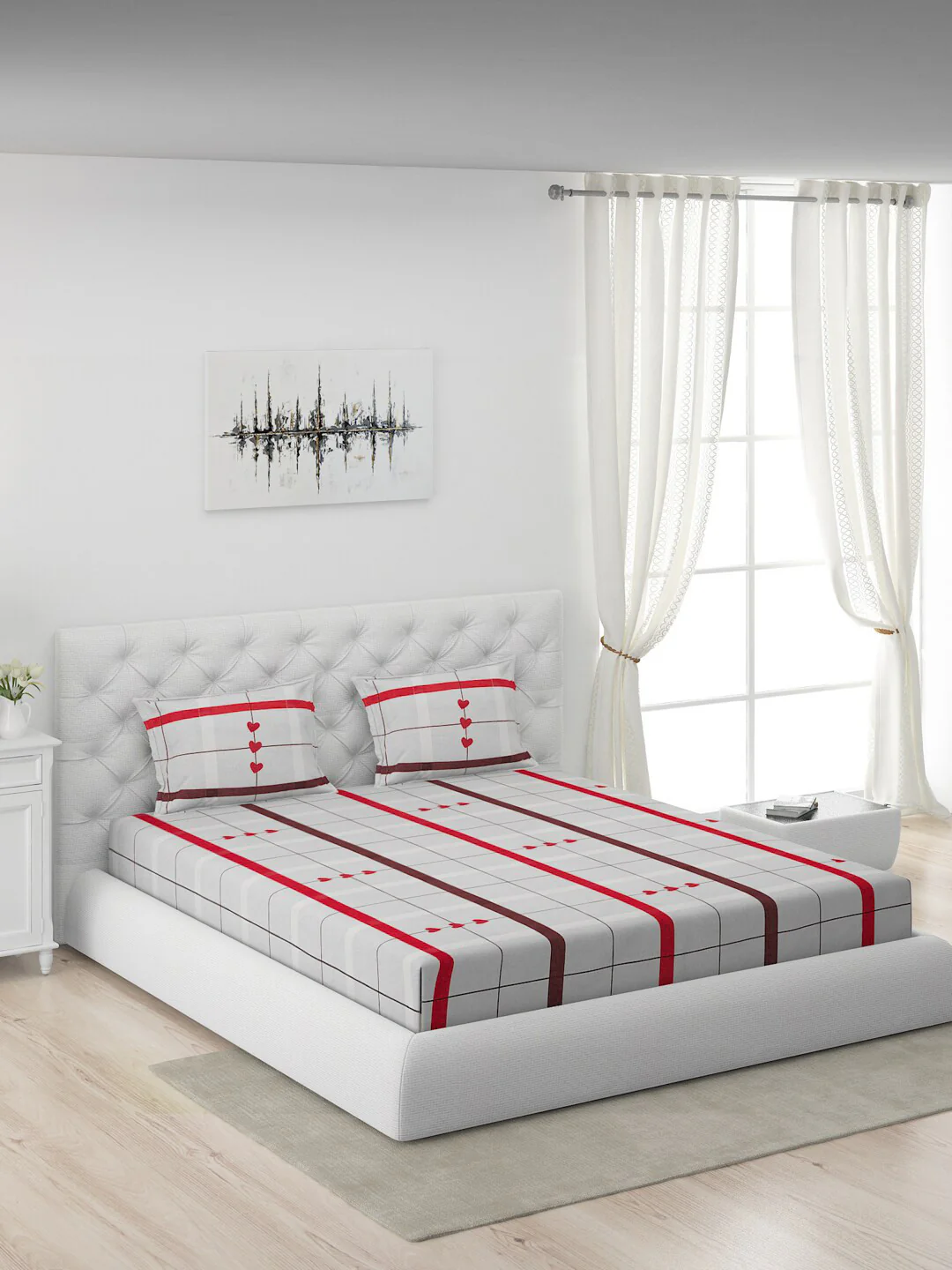 120 GSM Polyester Queen Bed 1 Bedsheet with 2 Pillow Covers (Dazzle)