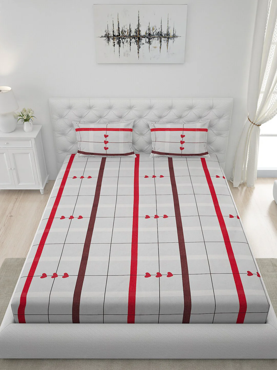 120 GSM Polyester Queen Bed 1 Bedsheet with 2 Pillow Covers (Dazzle) - Image 4