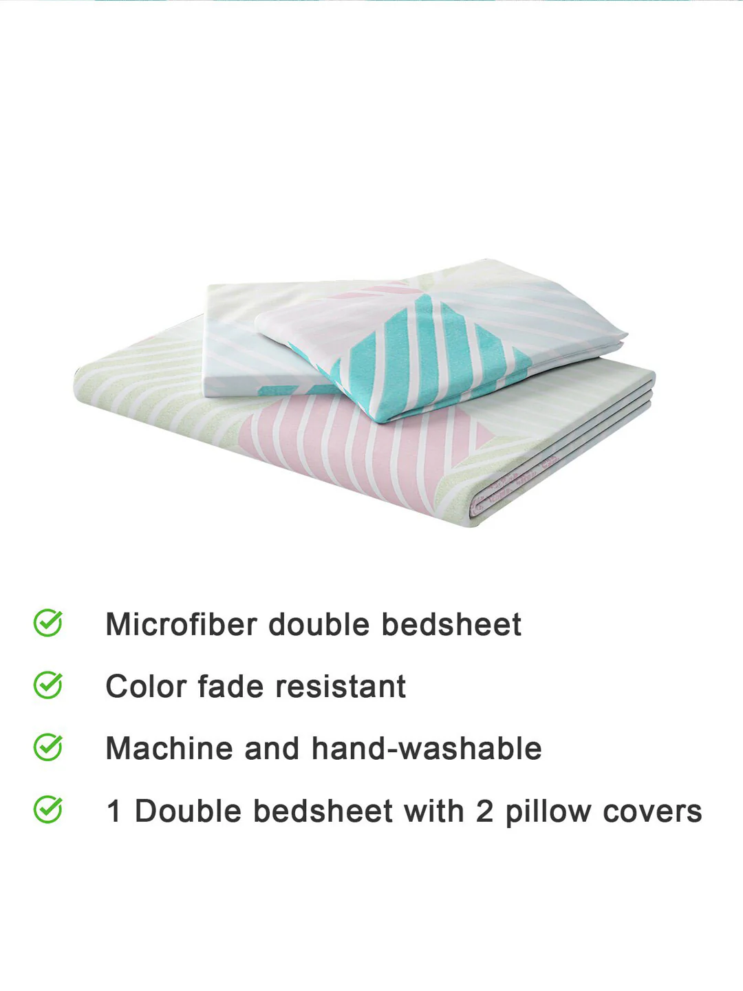 120 GSM Polyester Queen Bed 1 Bedsheet with 2 Pillow Covers (Dazzle) - Image 7