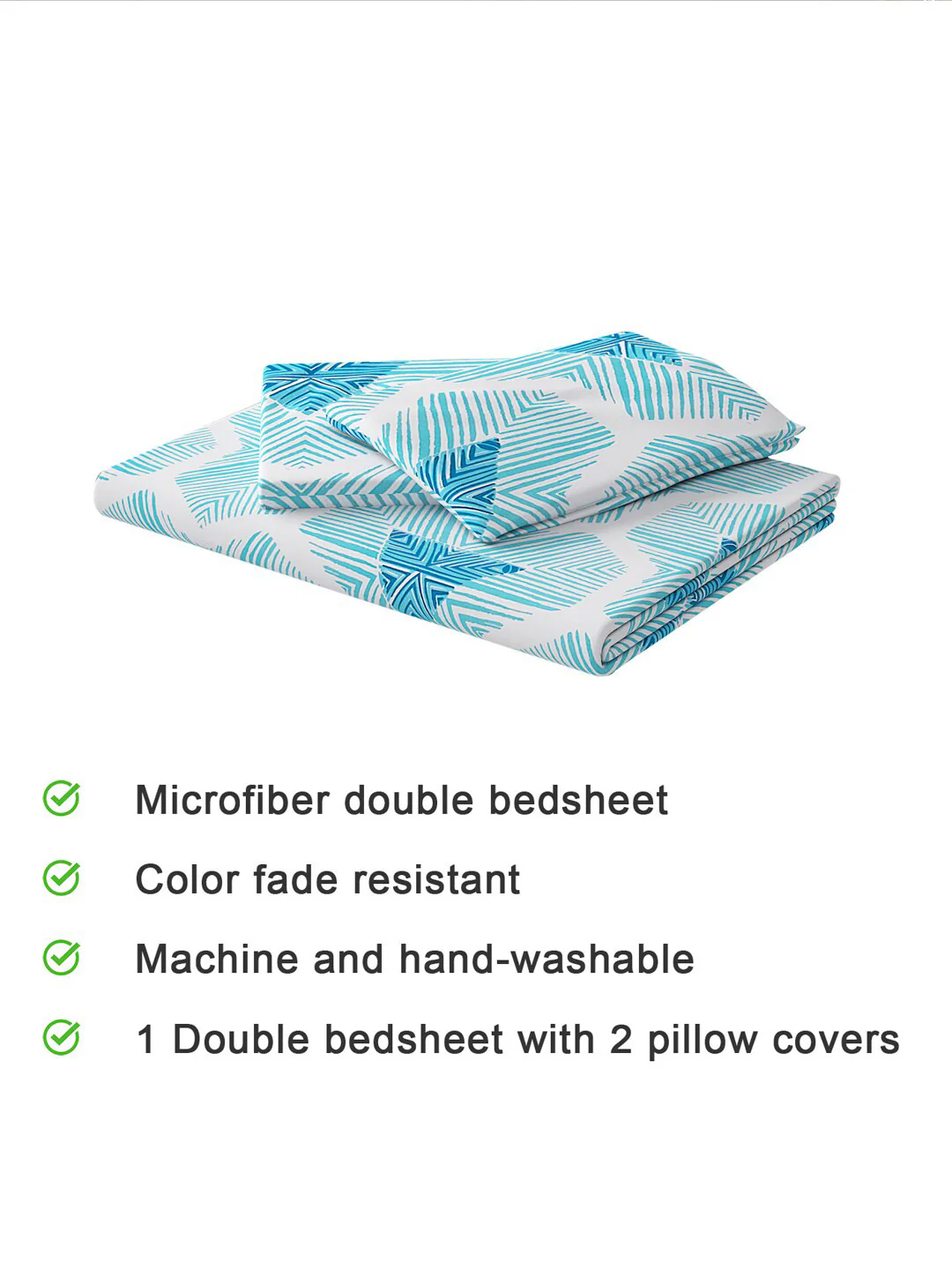 120 GSM Polyester Queen Bed 1 Bedsheet with 2 Pillow Covers (Dazzle) - Image 7