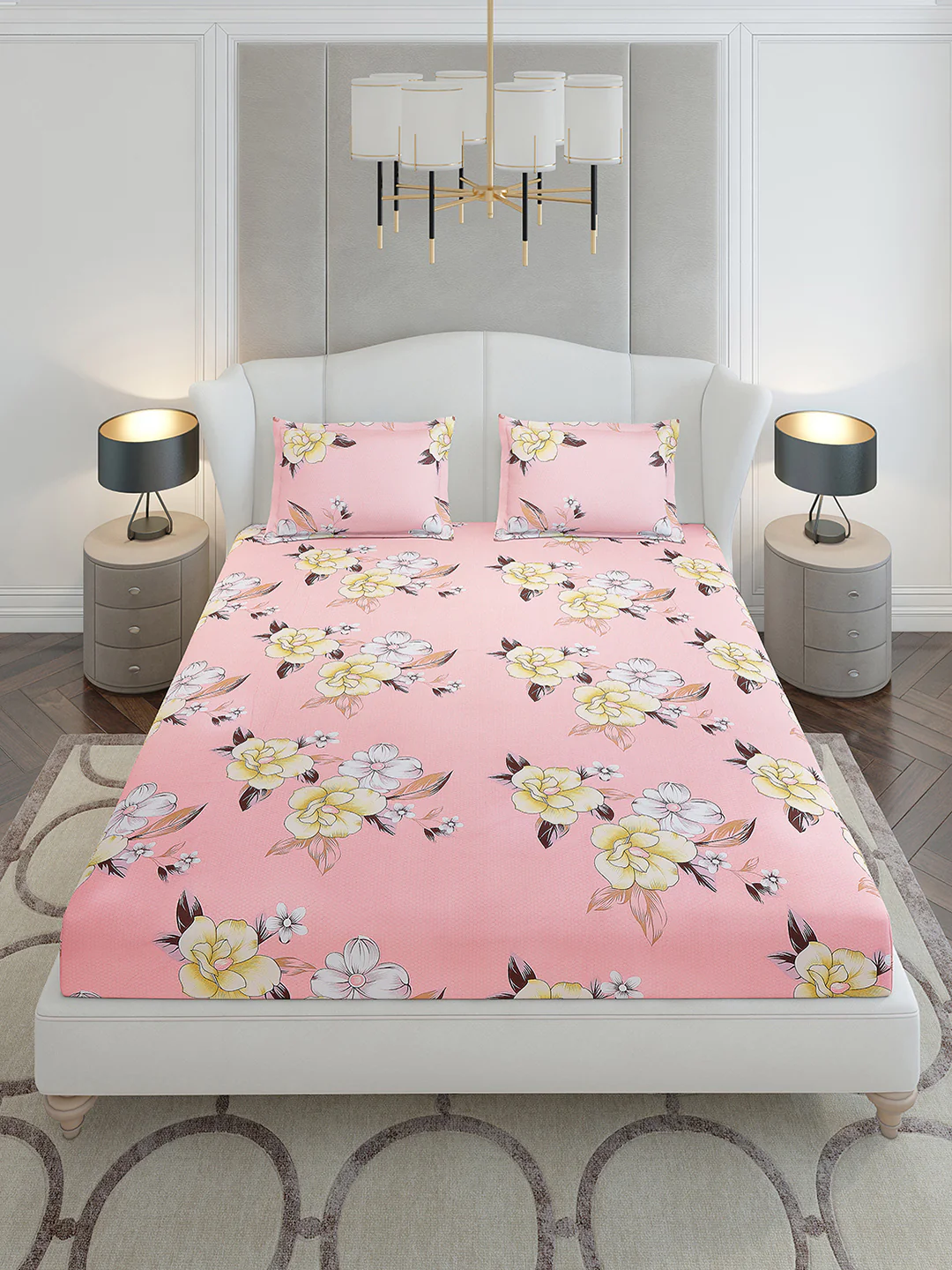 120 GSM Polyester Queen Size 1 Bedsheet with 2 Pillow Covers (Occasion) - Image 2