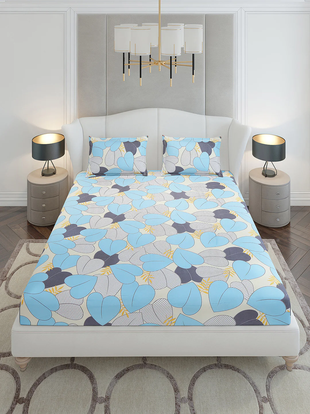 120 GSM Polyester Queen Size 1 Bedsheet with 2 Pillow Covers (Occasion) - Image 2