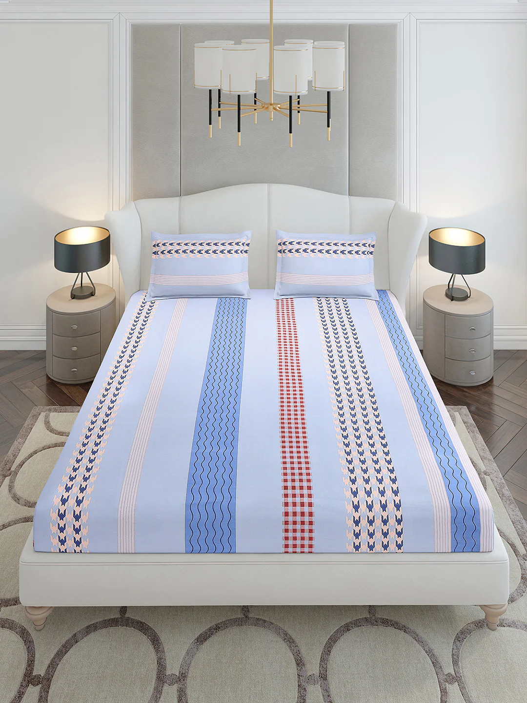 120 GSM Polyester Queen Size 1 Bedsheet with 2 Pillow Covers (Occasion) - Image 2