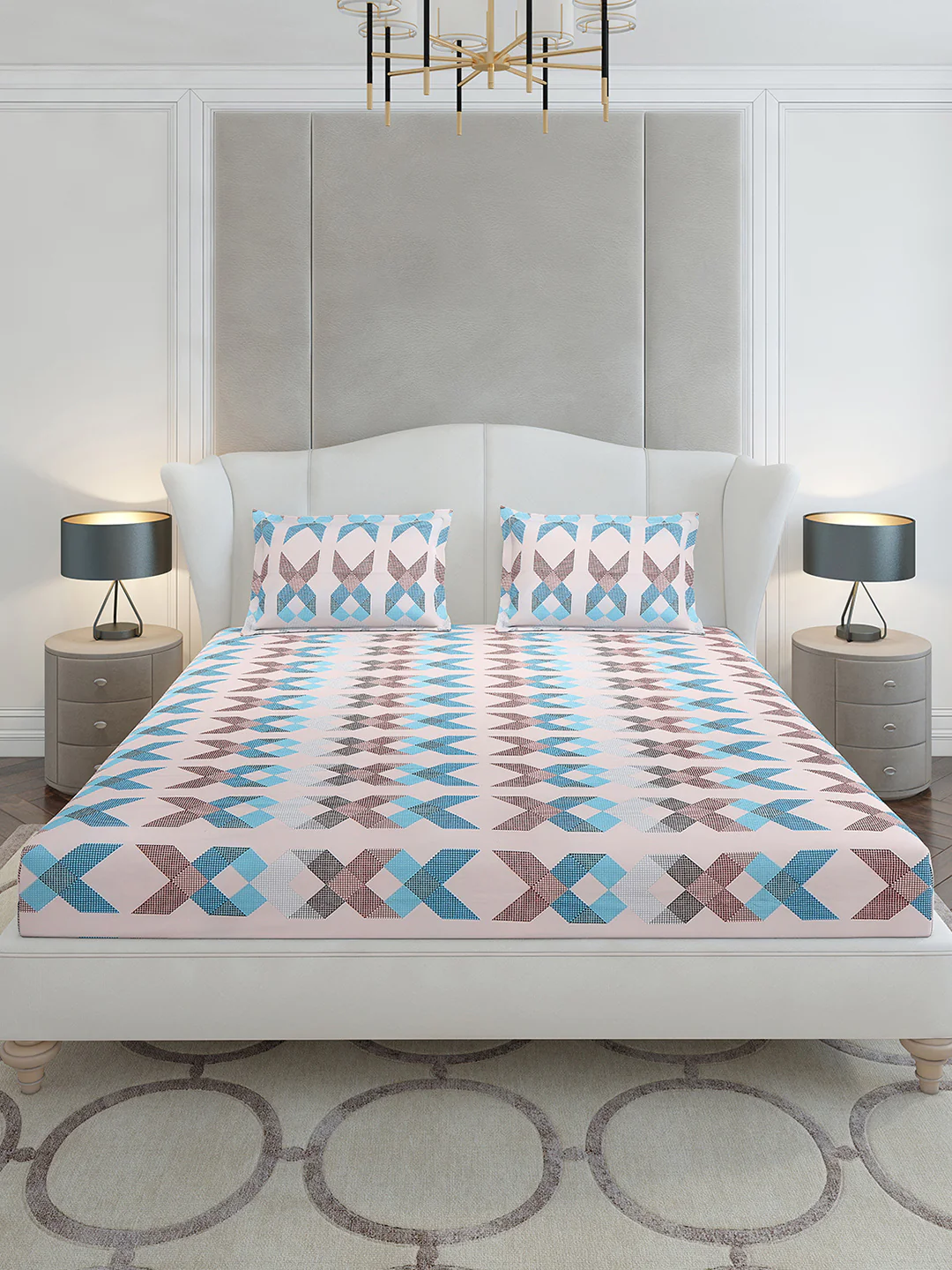 120 GSM Polyester Queen Size 1 Bedsheet with 2 Pillow Covers (Occasion) - Image 3