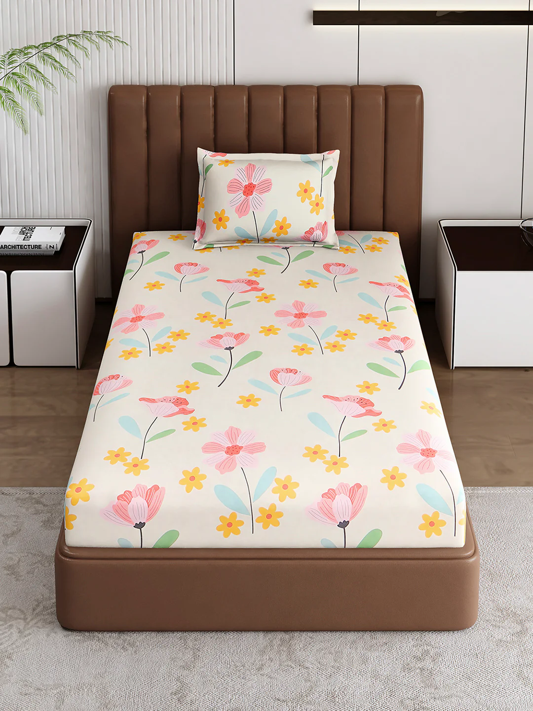 120 GSM Polyester Single Bedsheet with 1 Pillow Cover (Pixel) - Image 2