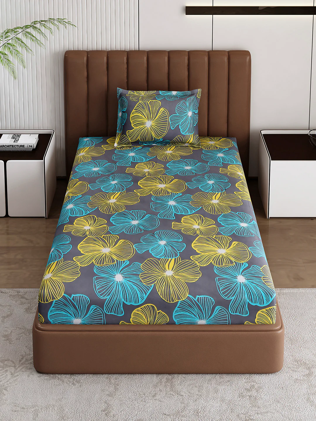 120 GSM Polyester Single Bedsheet with 1 Pillow Cover (Pixel) - Image 2
