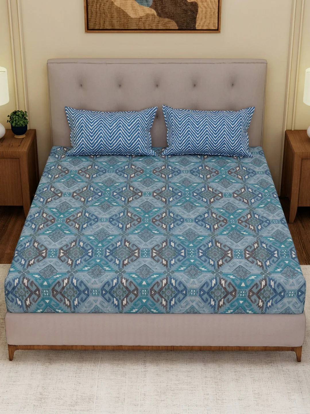 MOCA by Monte Carlo 120 TC Polycotton Double Bed Bedsheet with 2 Pillow Covers Paradise Collection - Image 4