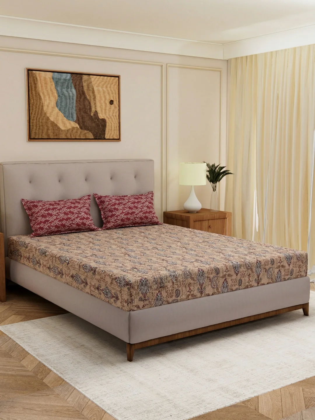 MOCA by Monte Carlo 120 TC Polycotton Double Bed Bedsheet with 2 Pillow Covers Paradise Collection - Image 2