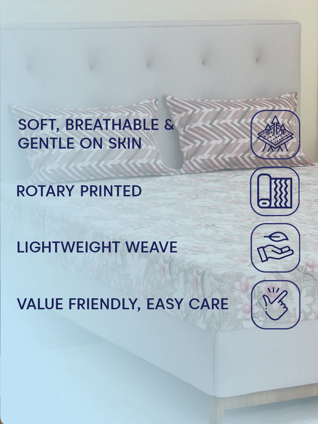 MOCA by Monte Carlo 120 TC Polycotton Double Bed Bedsheet with 2 Pillow Covers Paradise Collection - Image 9