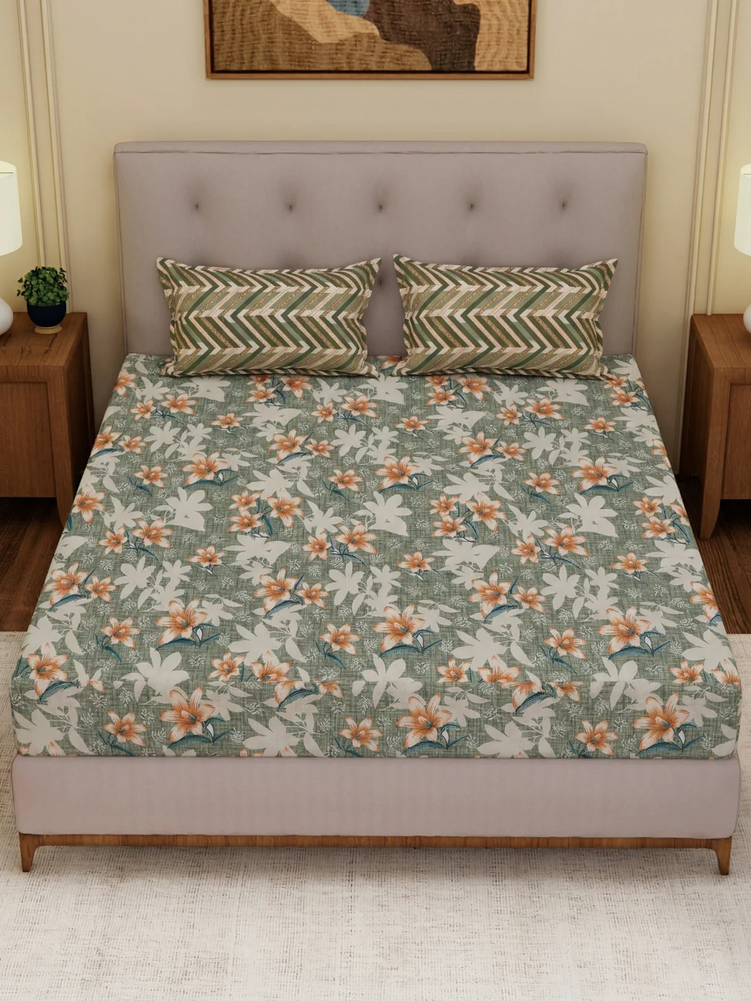 MOCA by Monte Carlo 120 TC Polycotton Double Bed Bedsheet with 2 Pillow Covers Paradise Collection - Image 4