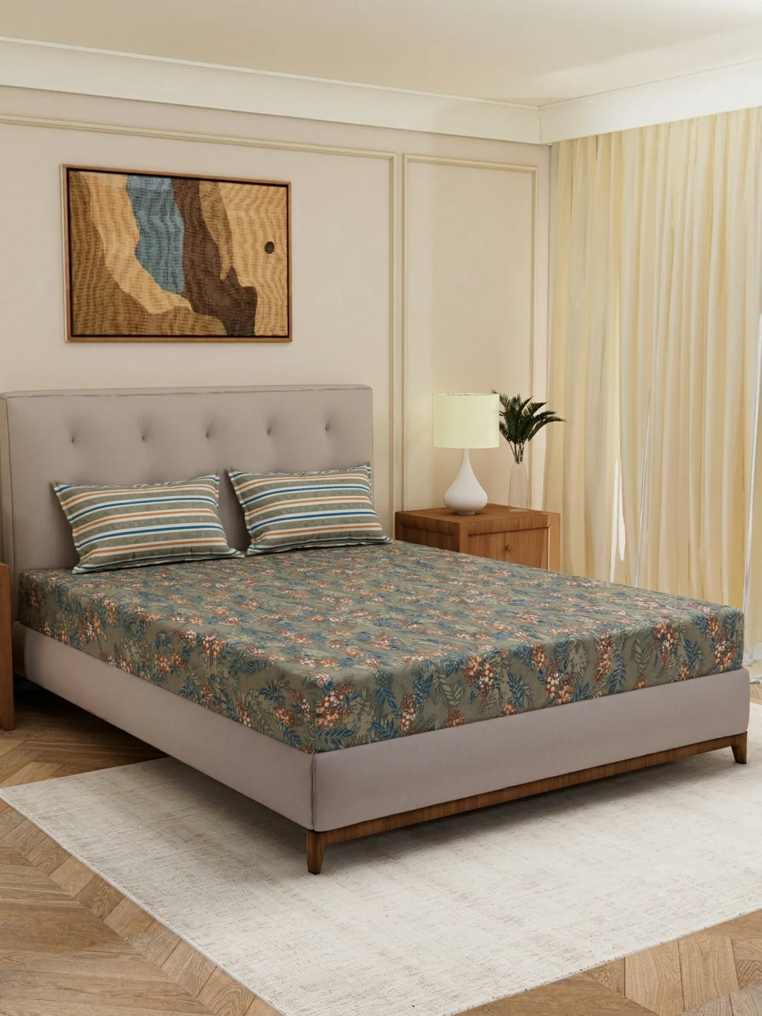 MOCA by Monte Carlo 120 TC Polycotton Double Bed Bedsheet with 2 Pillow Covers Paradise Collection - Image 2