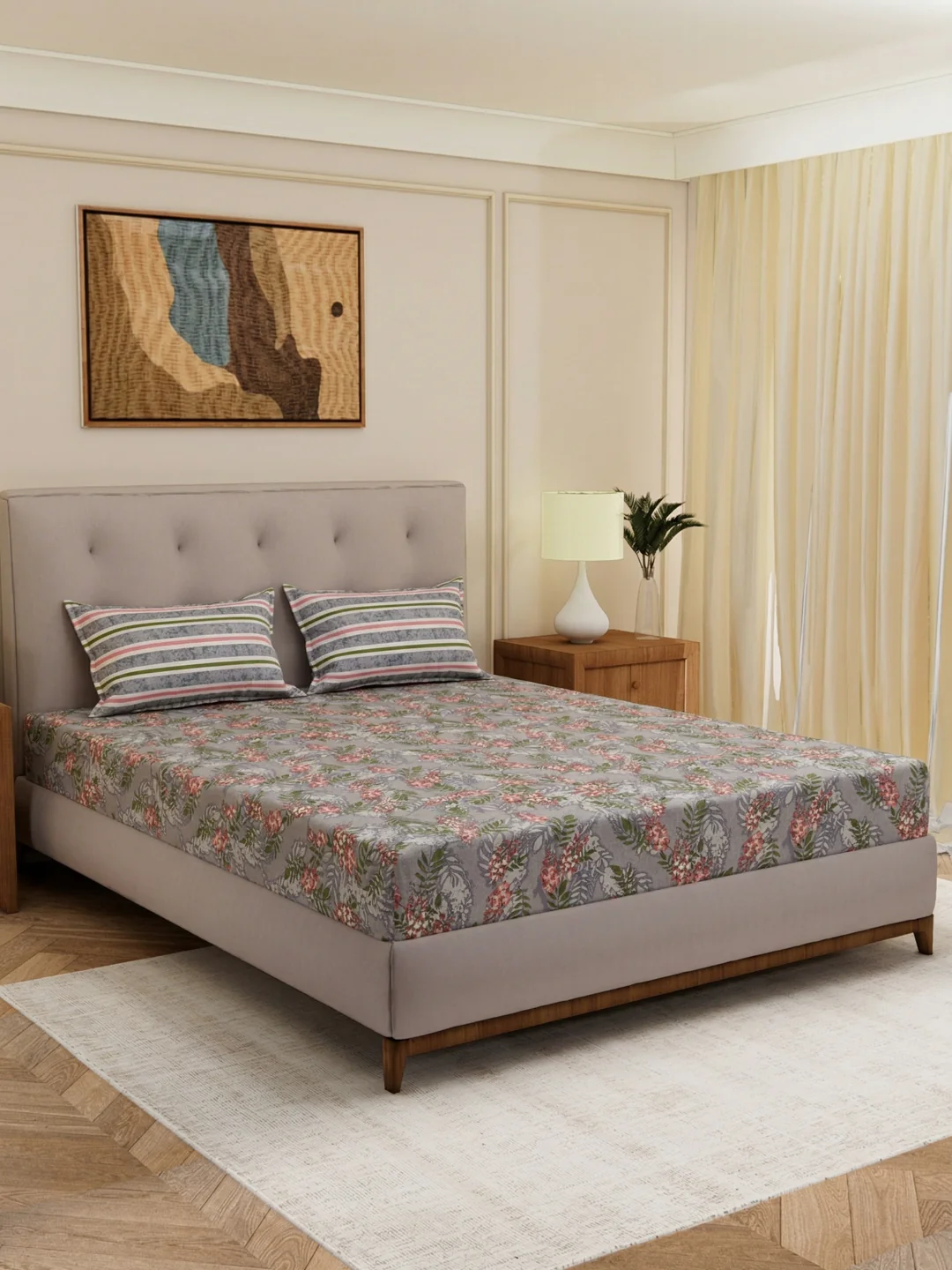MOCA by Monte Carlo 120 TC Polycotton Double Bed Bedsheet with 2 Pillow Covers Paradise Collection - Image 2