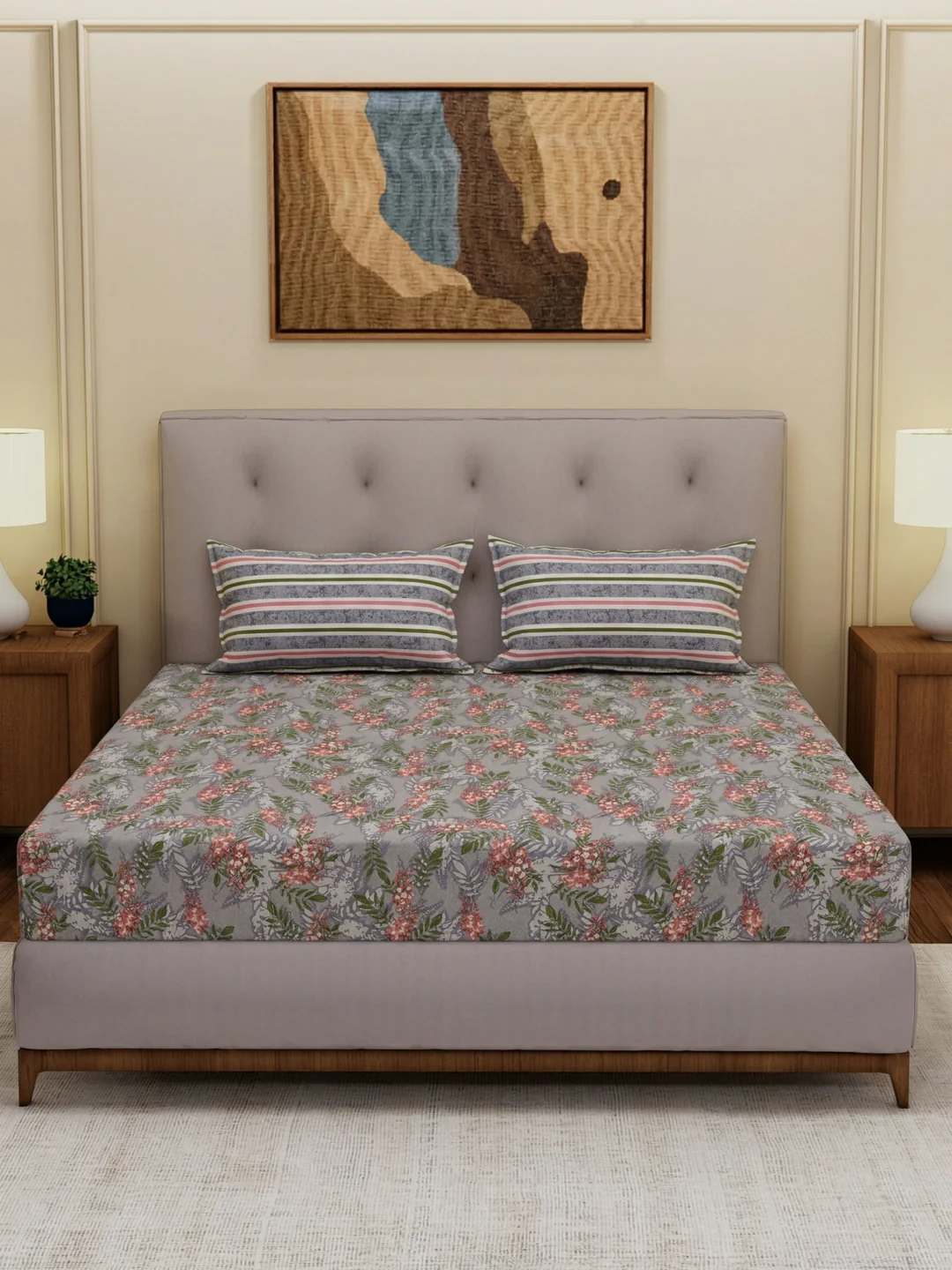 MOCA by Monte Carlo 120 TC Polycotton Double Bed Bedsheet with 2 Pillow Covers Paradise Collection - Image 3