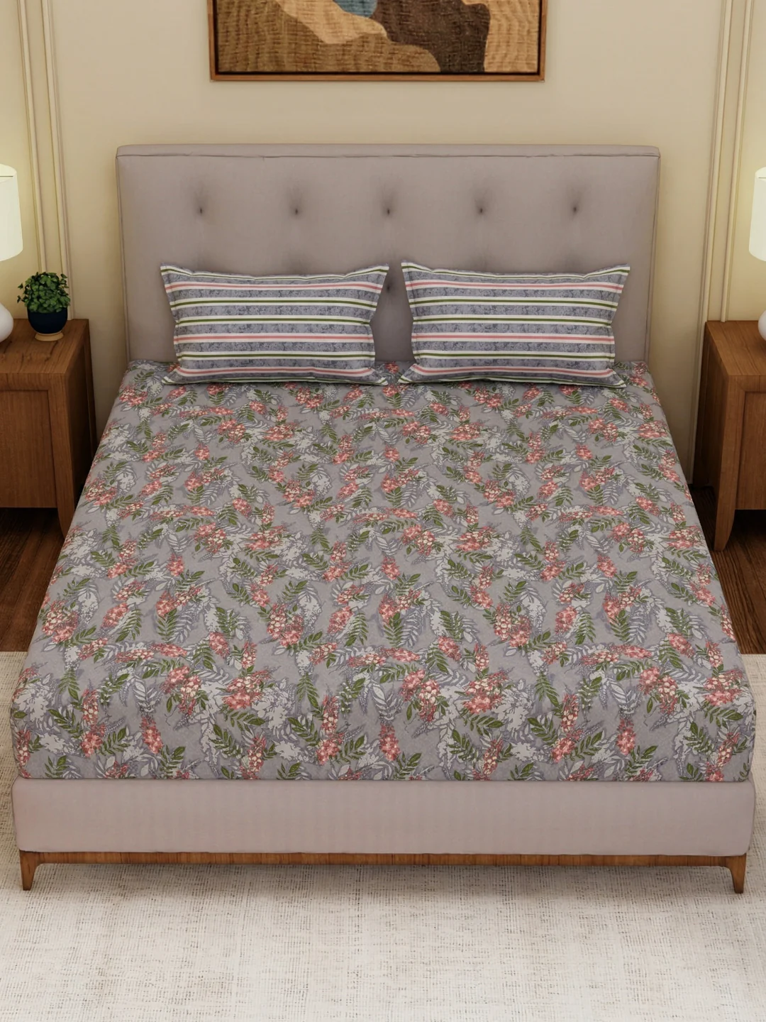 MOCA by Monte Carlo 120 TC Polycotton Double Bed Bedsheet with 2 Pillow Covers Paradise Collection - Image 4
