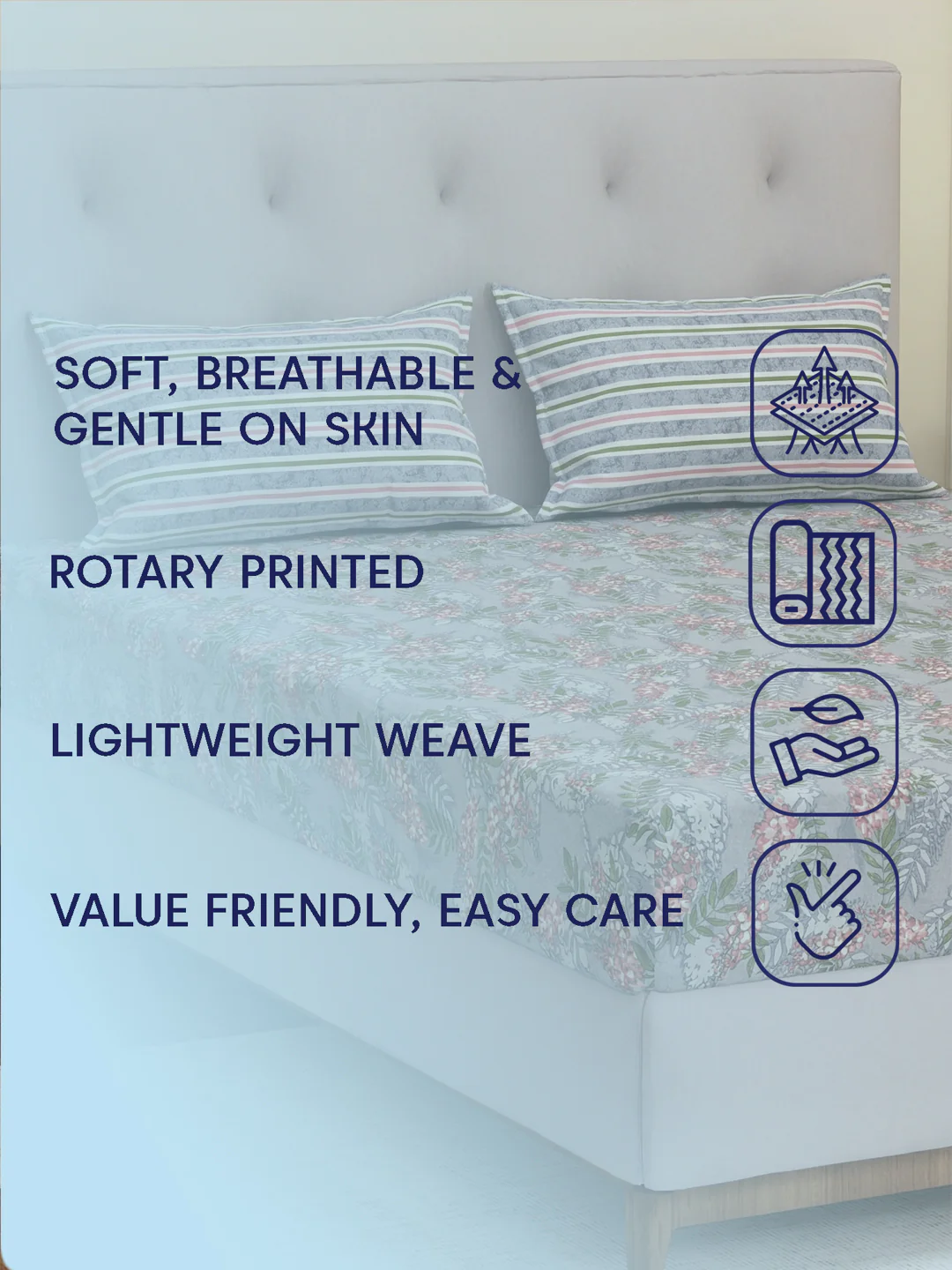 MOCA by Monte Carlo 120 TC Polycotton Double Bed Bedsheet with 2 Pillow Covers Paradise Collection - Image 9
